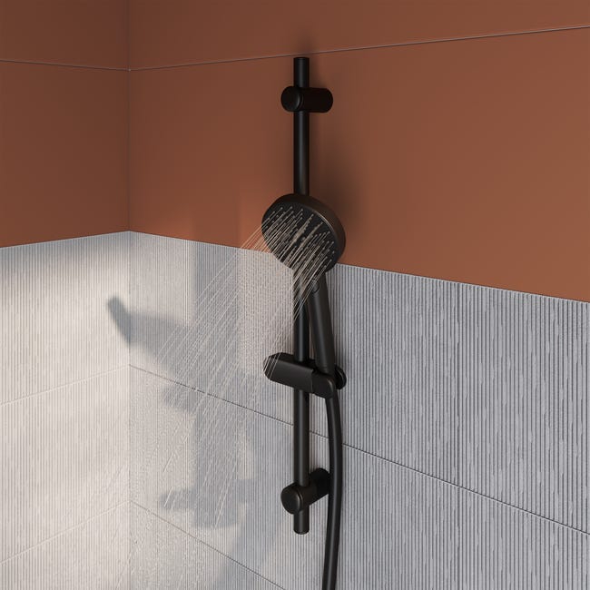 Colonne de douche mécanique avec pommeau + douchette 1 jet + flexible +  barre réglable, noir, Edouard Rousseau Industriel