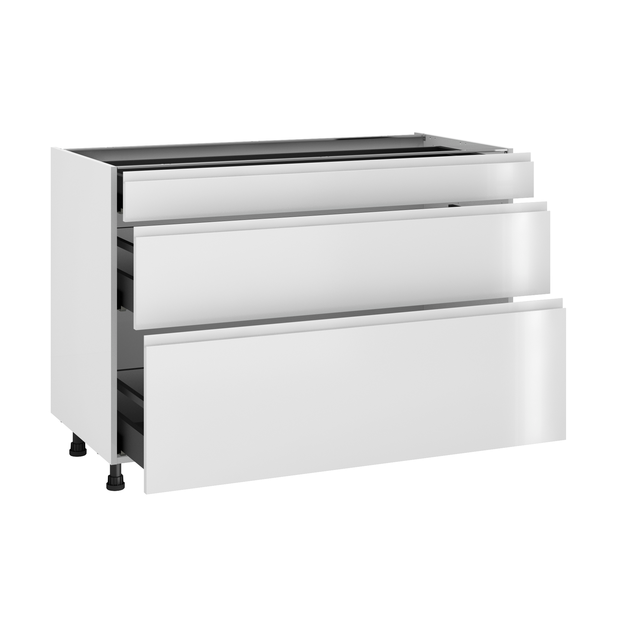 Meuble Bas De Cuisine Tokyo Blanc Brillant, 3 Tiroirs H77xl120 | Leroy ...