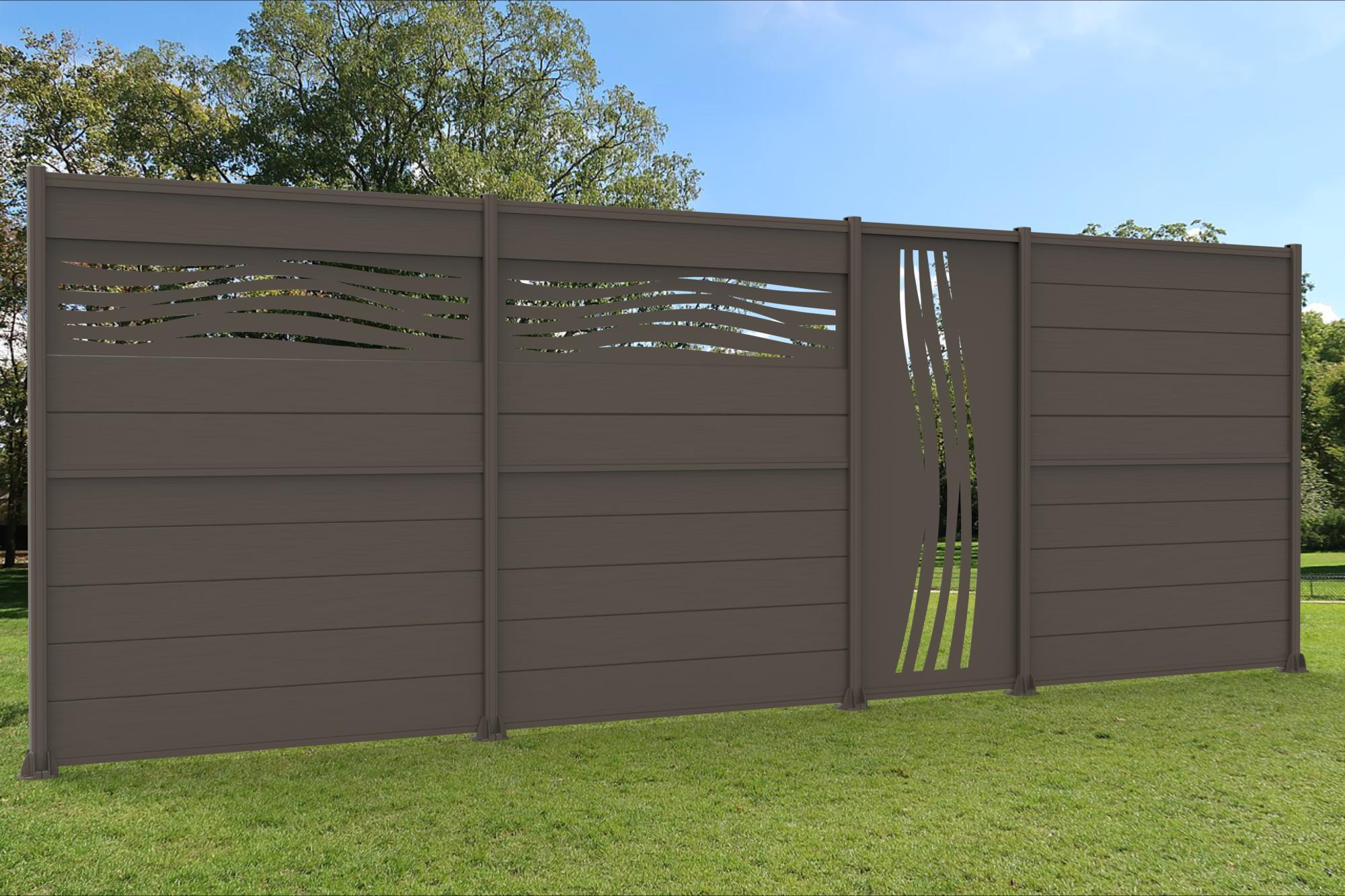 Kit clôture lame coex Composite Premium H.1M x L.1.50M brossée marron