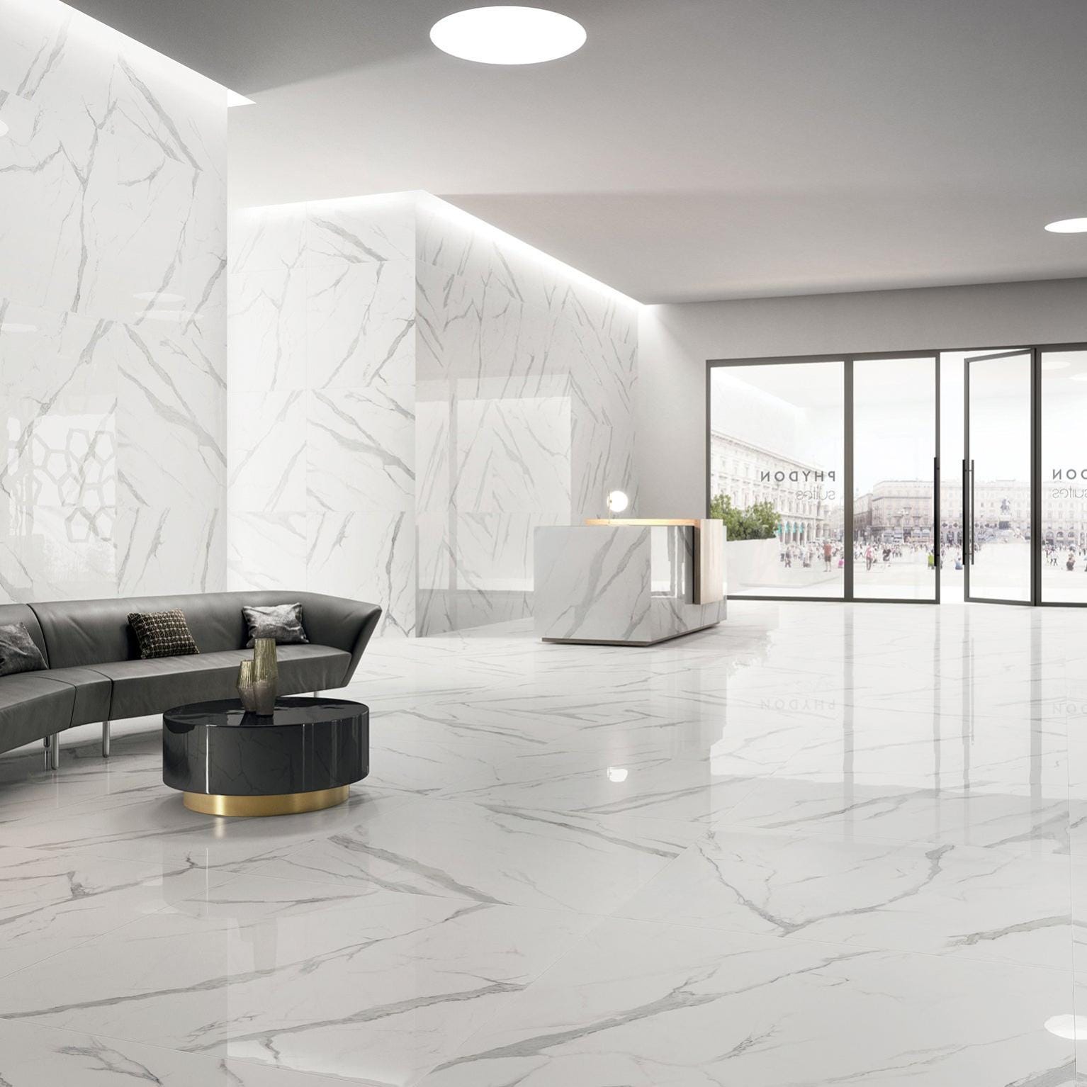 Carrelage sol / mur effet marbre blanc Themar l.120 x L.120 cm SANT'AGOSTINO