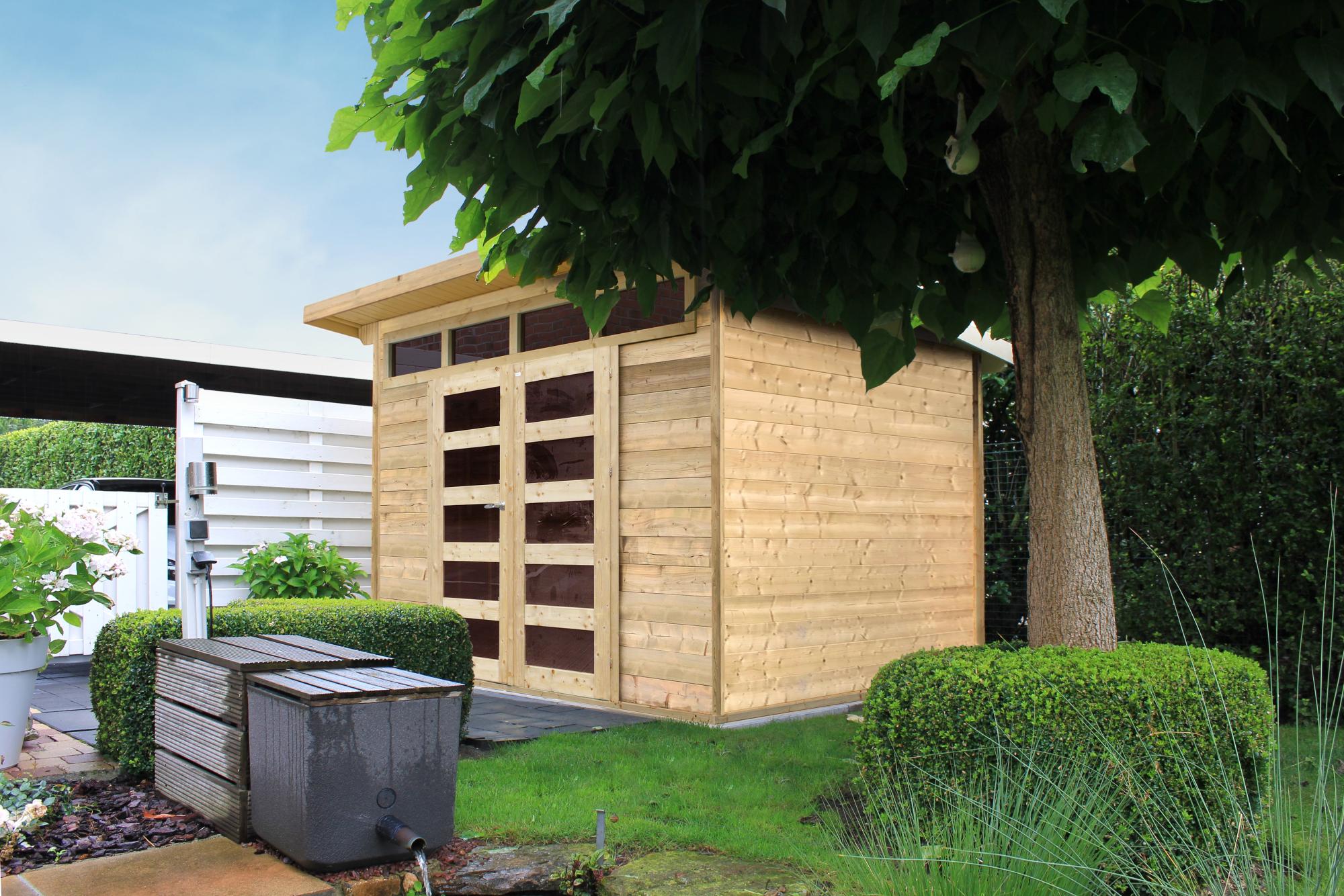 Abri (chalet) de jardin toit plat en bois traité VINTAGE - Gardival