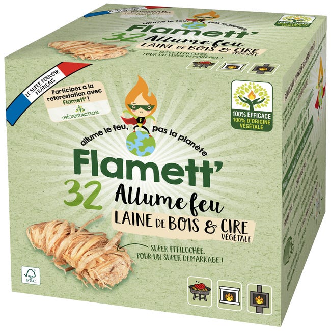 Allume-feu écologique En Laine De Bois Et Cire - 10 Kg (environ 760 Pièces) - Pour Cheminée, Barbecue, Feu De Camp