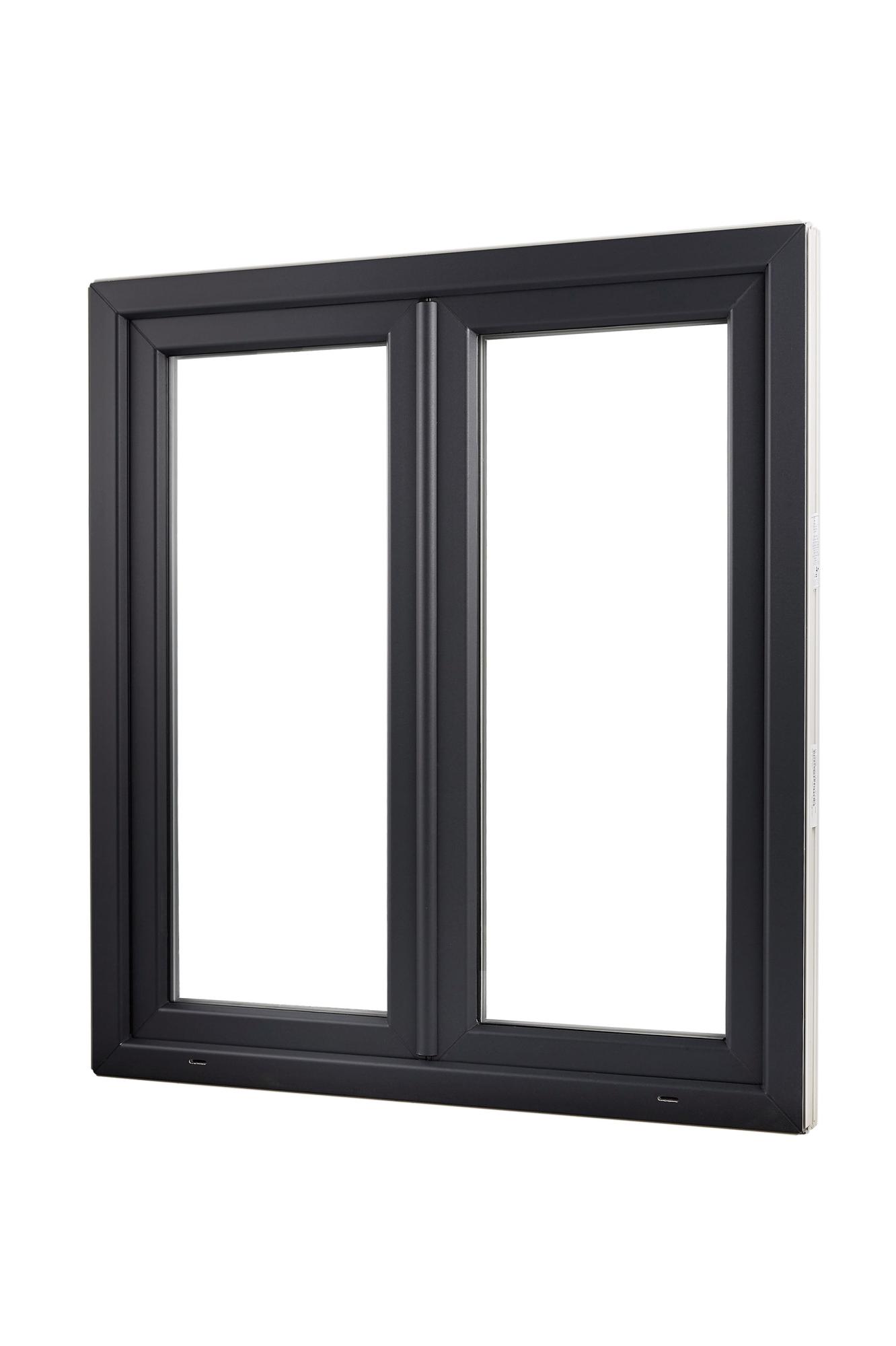 Fenêtre PVC Essentiel H.75xl.120cm 2 vantaux gris ext/blanc int Leroy