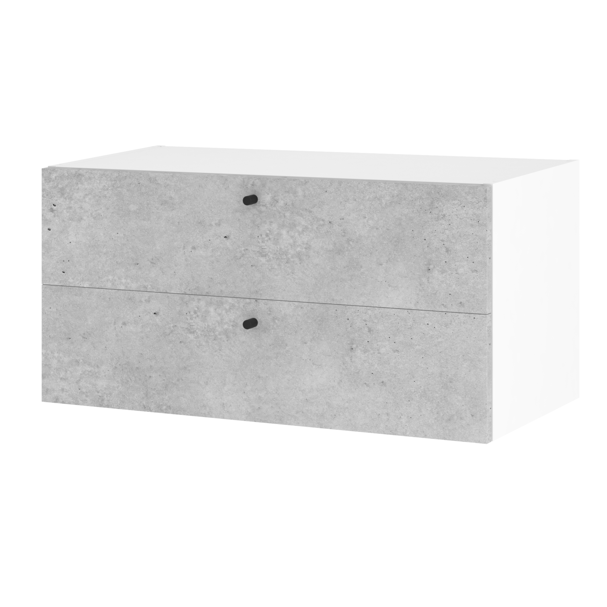 Meuble de rangement blanc et ciment, 2 tiroirs, H.40 x l.80 x P.45