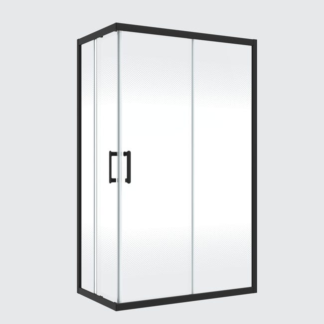 Porte de douche, angle rectangle noir, L.119 x l.79 cm, sérigraphié, Easy