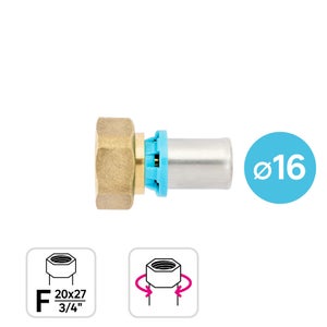 Raccord droit à compression pour tube multicouche NOYON & THIEBAULT - Ø 20  mm à visser femelle écrou libre F3/4' (20x27) - 3915-2020L1