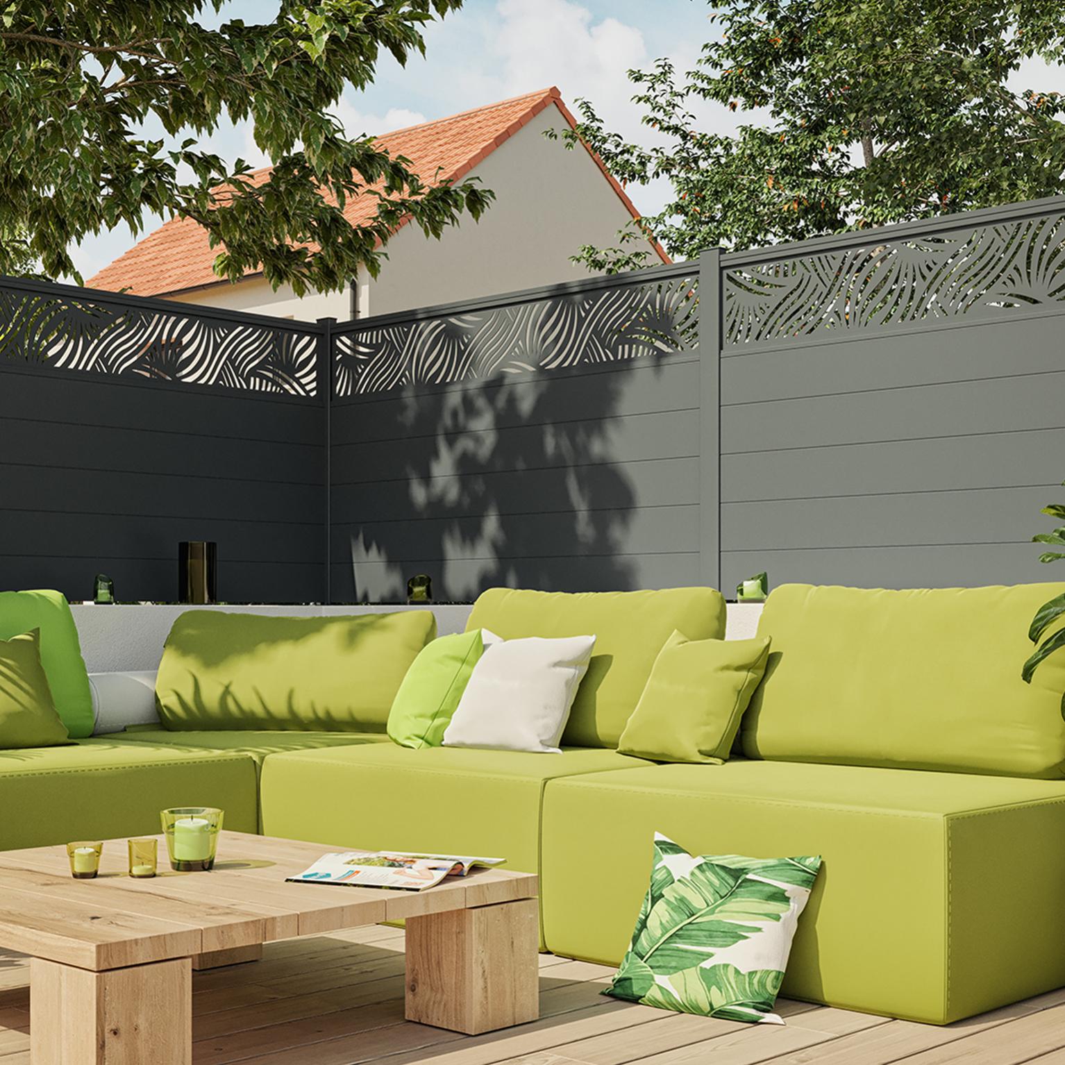 Ensemble clôture aluminium avec décor haut Klos up! gris zinc l.3m x H ...