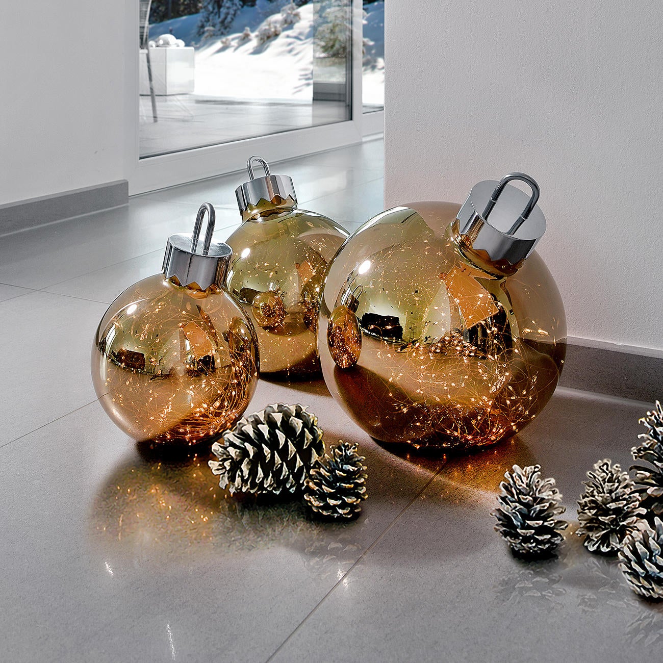 s.luce Orb Lampe décorative LED Boule en verre Ornement de Noël » Ø 20cm,  Fumée