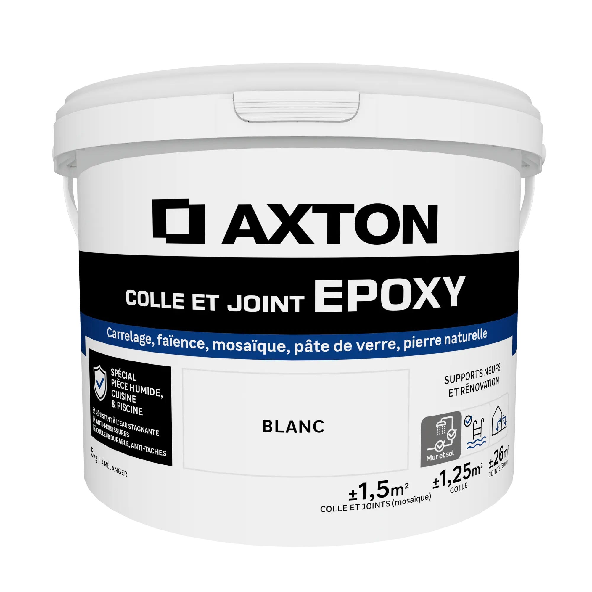 Colle et joint époxy AXTON, blanc 5 kg