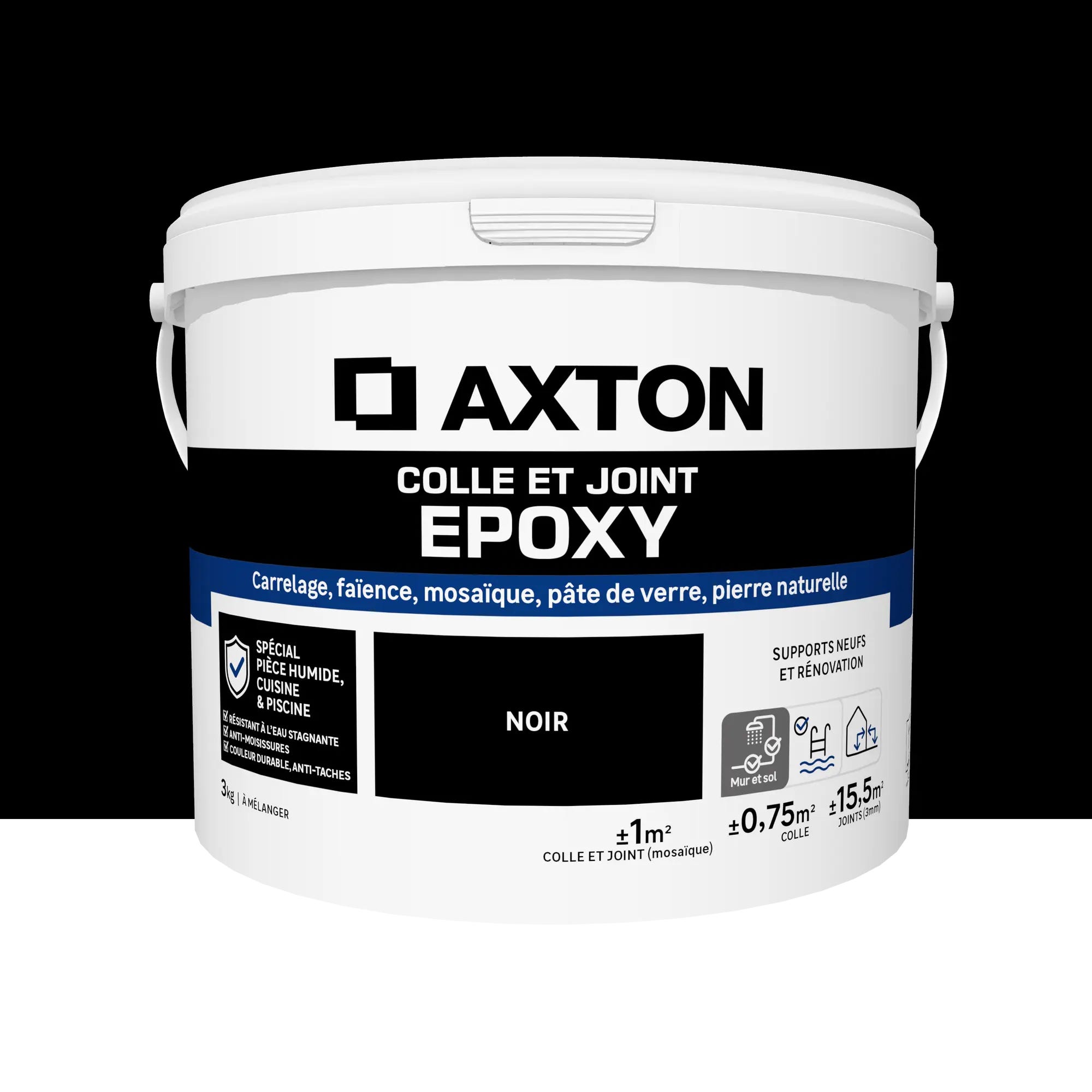 Colle et joint époxy AXTON, noir 3 kg