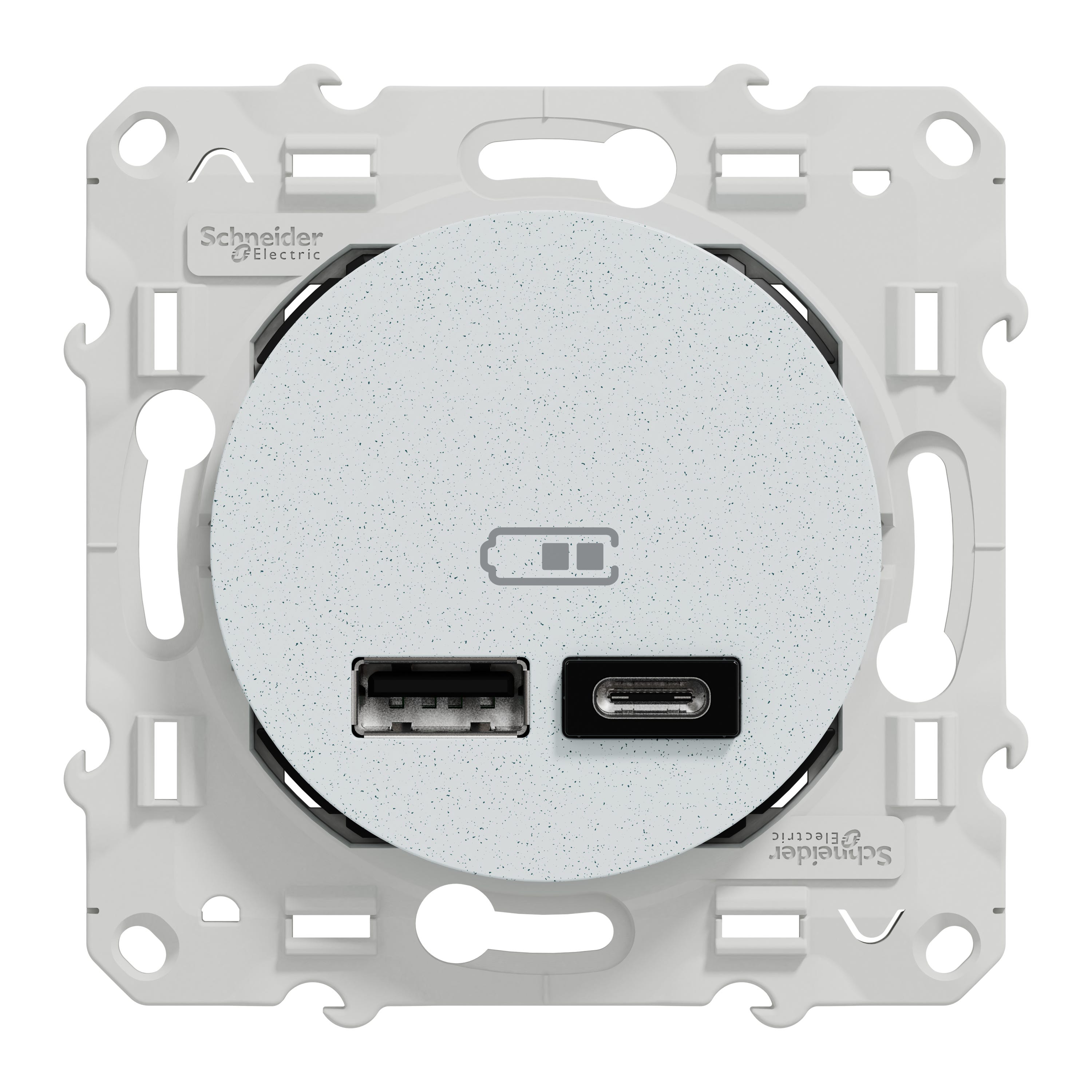 Prise chargeur double USB A + C Odace recyclé, SCHNEIDER ELECTRIC