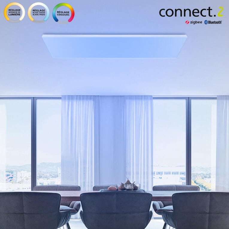 Panneau LED connecte Zigbee bluetooth, 30 x 30 cm, blanc chaud/froid et  couleurs