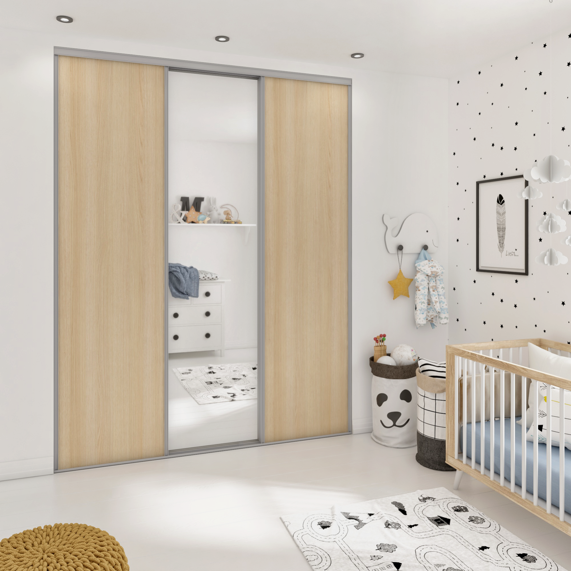 Portes de placard coulissantes Elegant, 3 portes, l194xH250cm Leroy