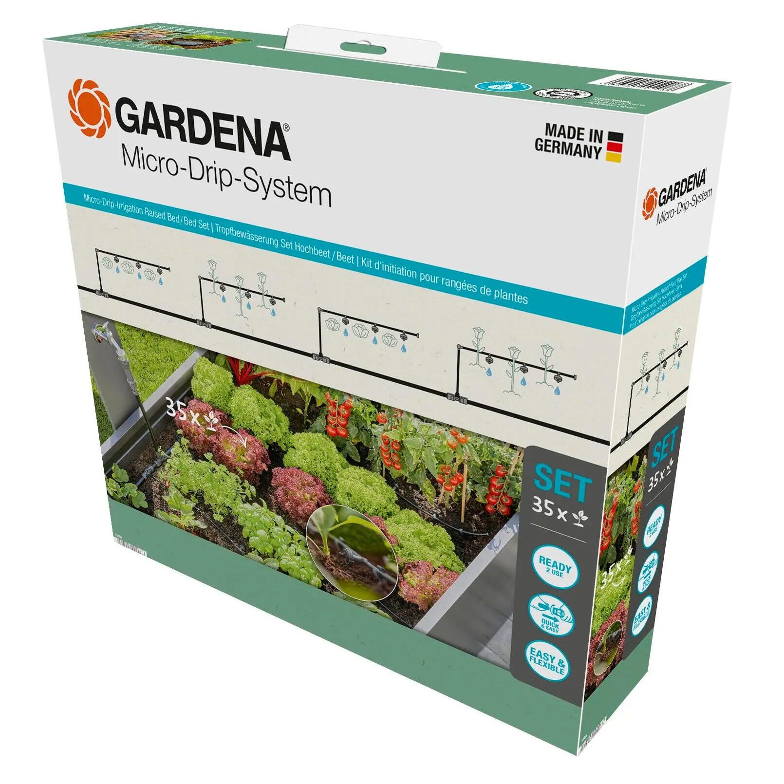 Kit d'arrosage goutte-à-goutte pour parterres 35 plantes GARDENA 13455-20