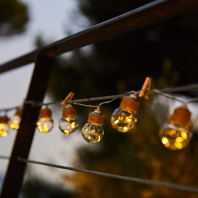 Lumisky Guirlande lumineuse solaire en corde 10 ampoules