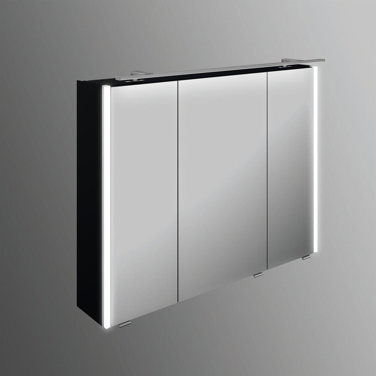 Armoire de toilette led avec éclairage intégré l. 90 cm, noir mat Image