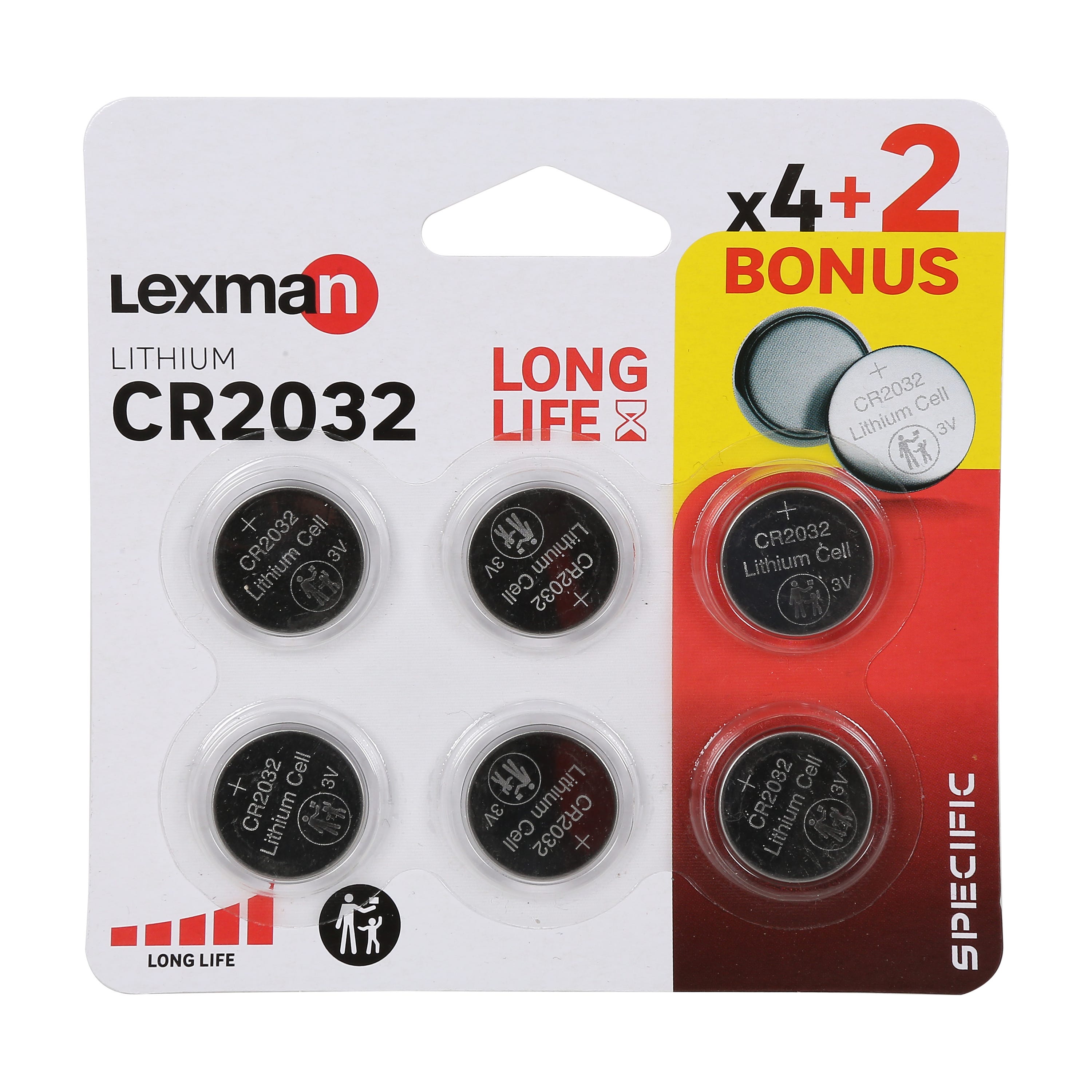Lot de 4 piles bouton lithium CR2032, LEXMAN