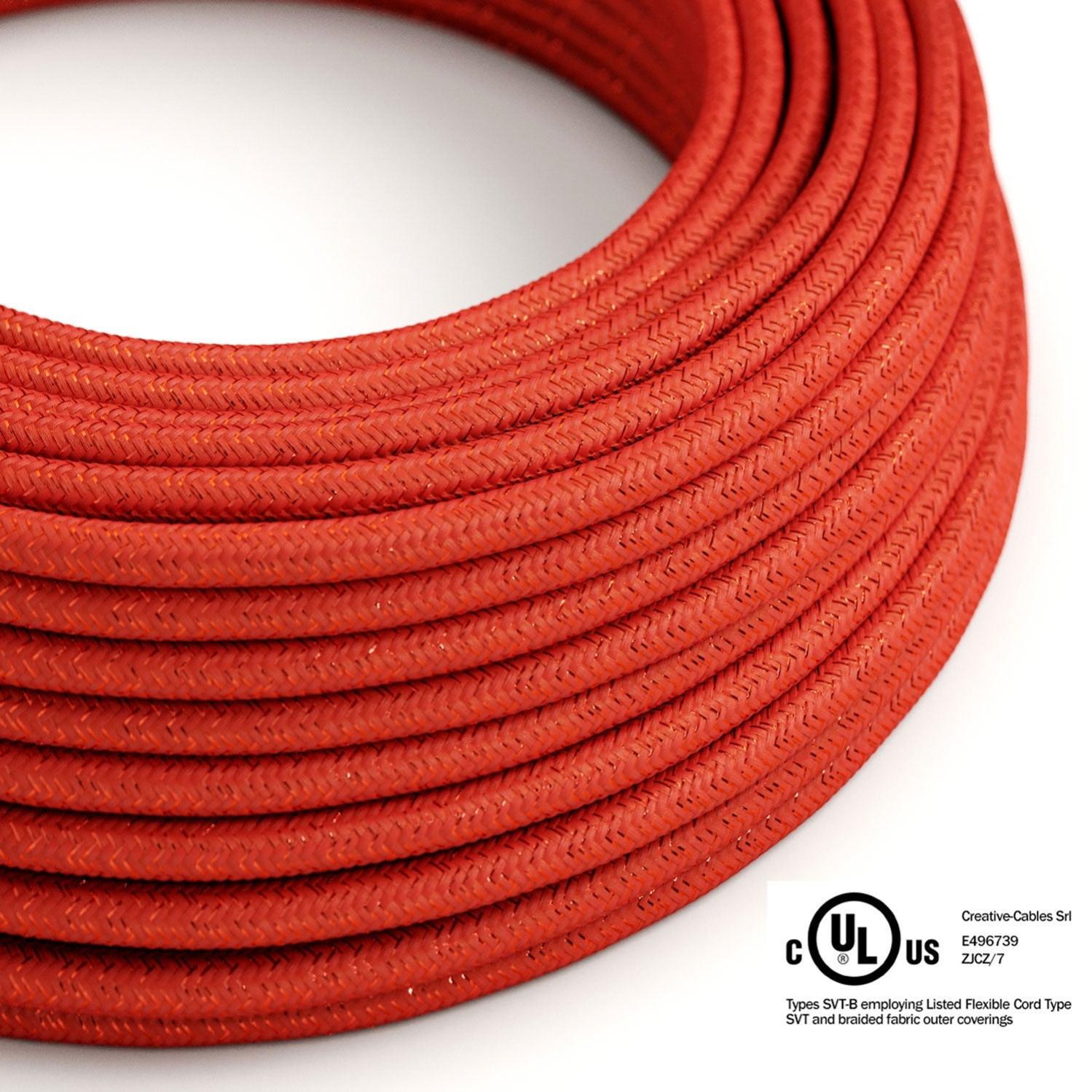Câble tissu glitter, 2,5m, 2x0.75mm2, CREATIVE CABLES rouge 2500 mm