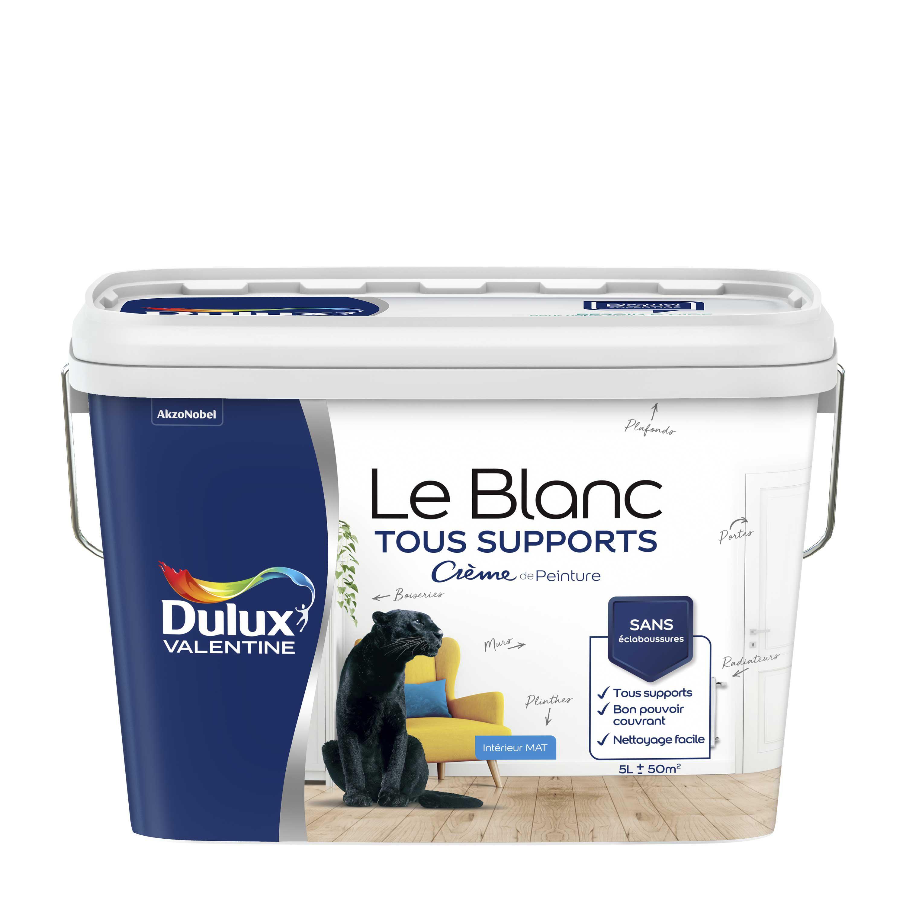 Peinture Mur Plafond Blanc Mat Dulux Valentine Crème De Peinture 5l