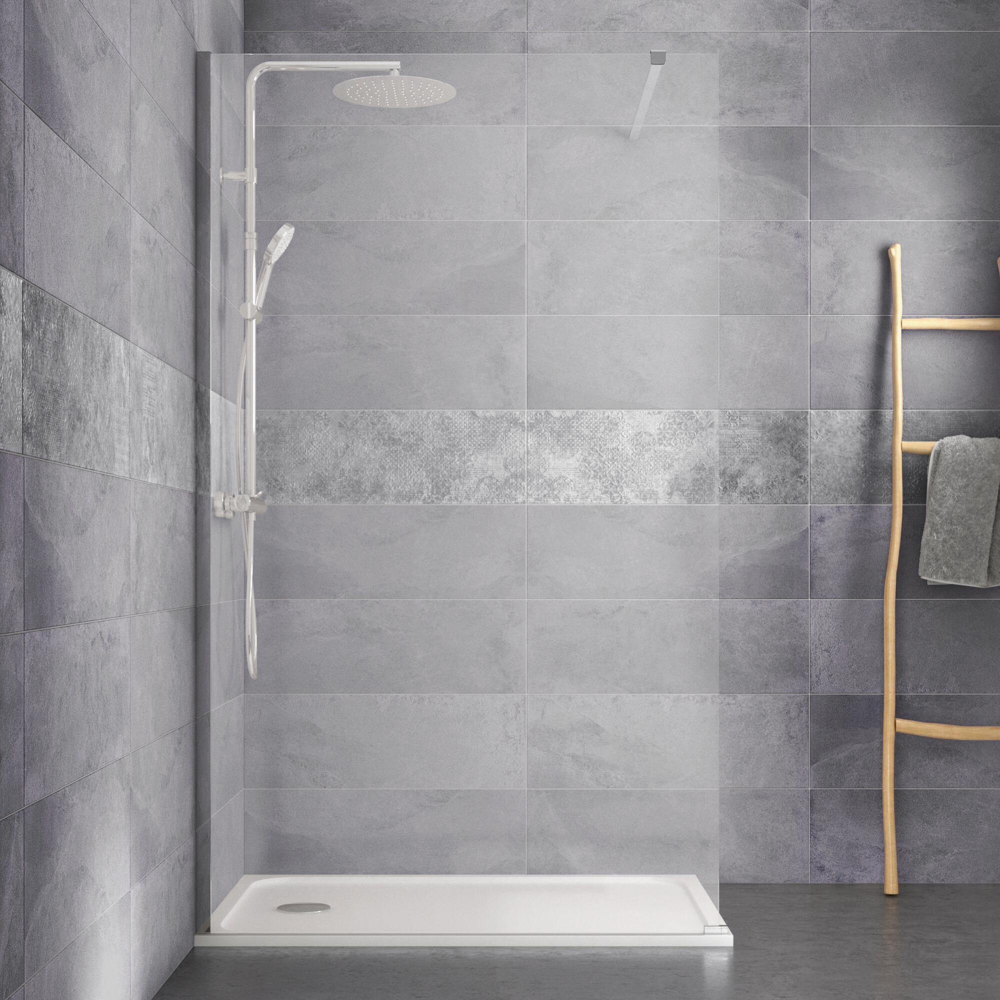 Douche italienne receveur easy blanc 80x120 cm paroi Remix VT chromé 120cm Leroy Merlin