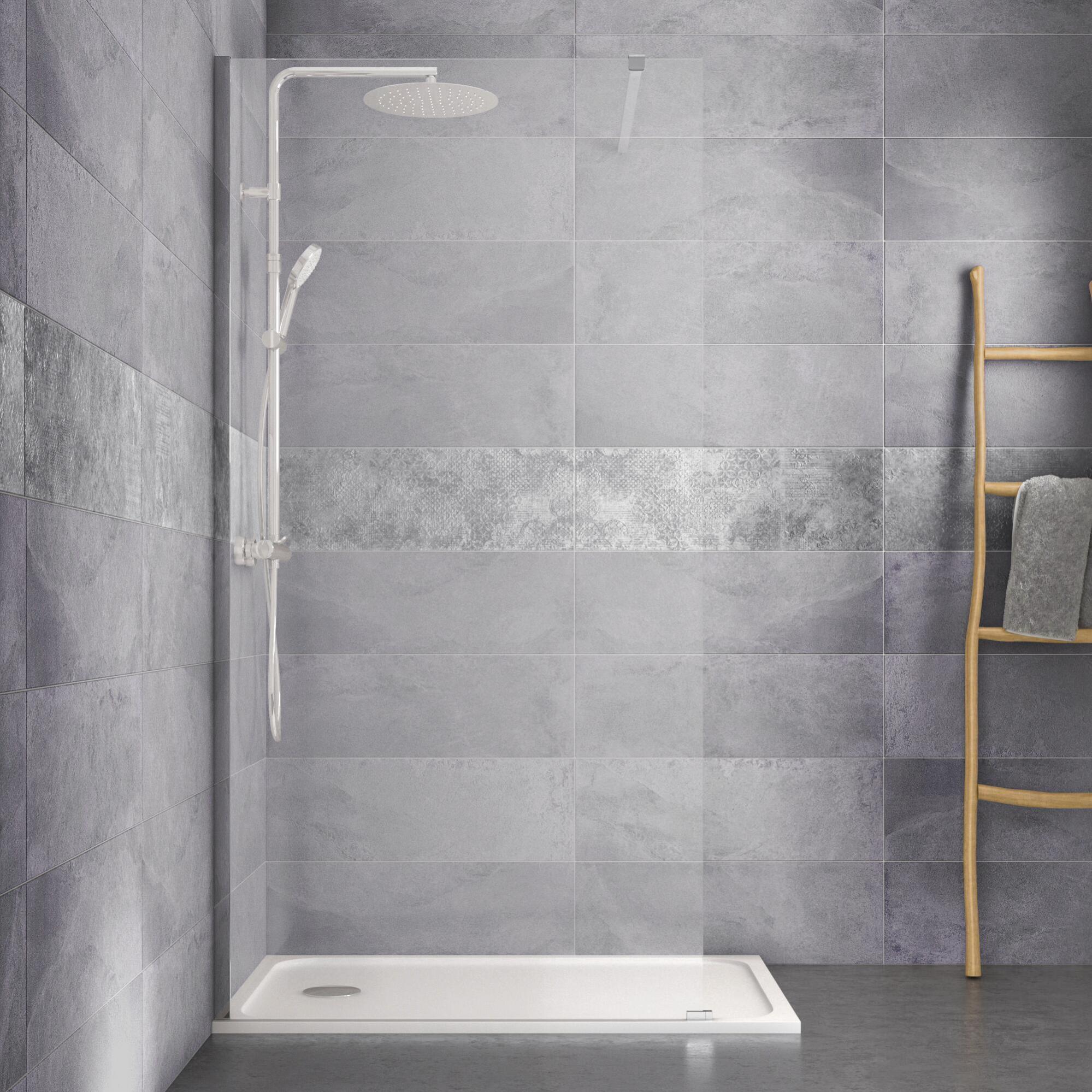 Douche italienne receveur easy blanc 80x120 cm paroi Remix VT chromé