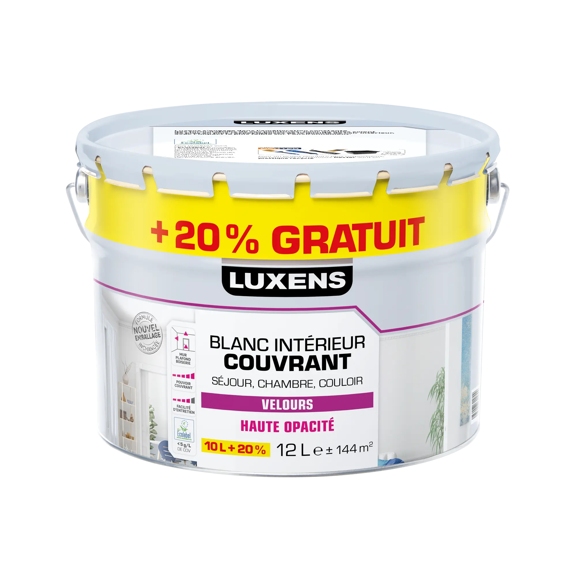 Peinture satin velours, grand pouvoir couvrant, Intérieur