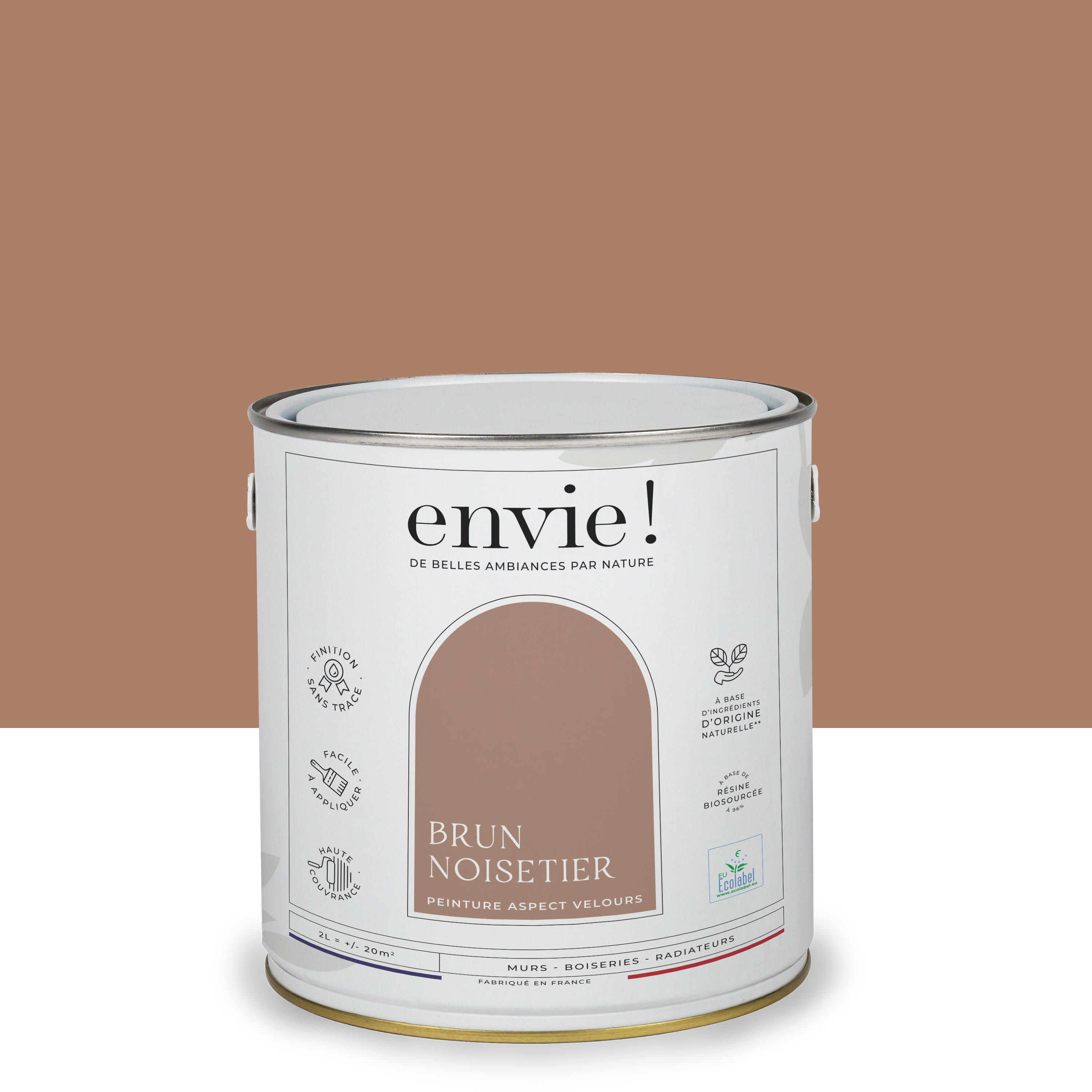 Peinture mur, boiserie, radiateur brun noisetier velours ENVIE Biosourcée 2l