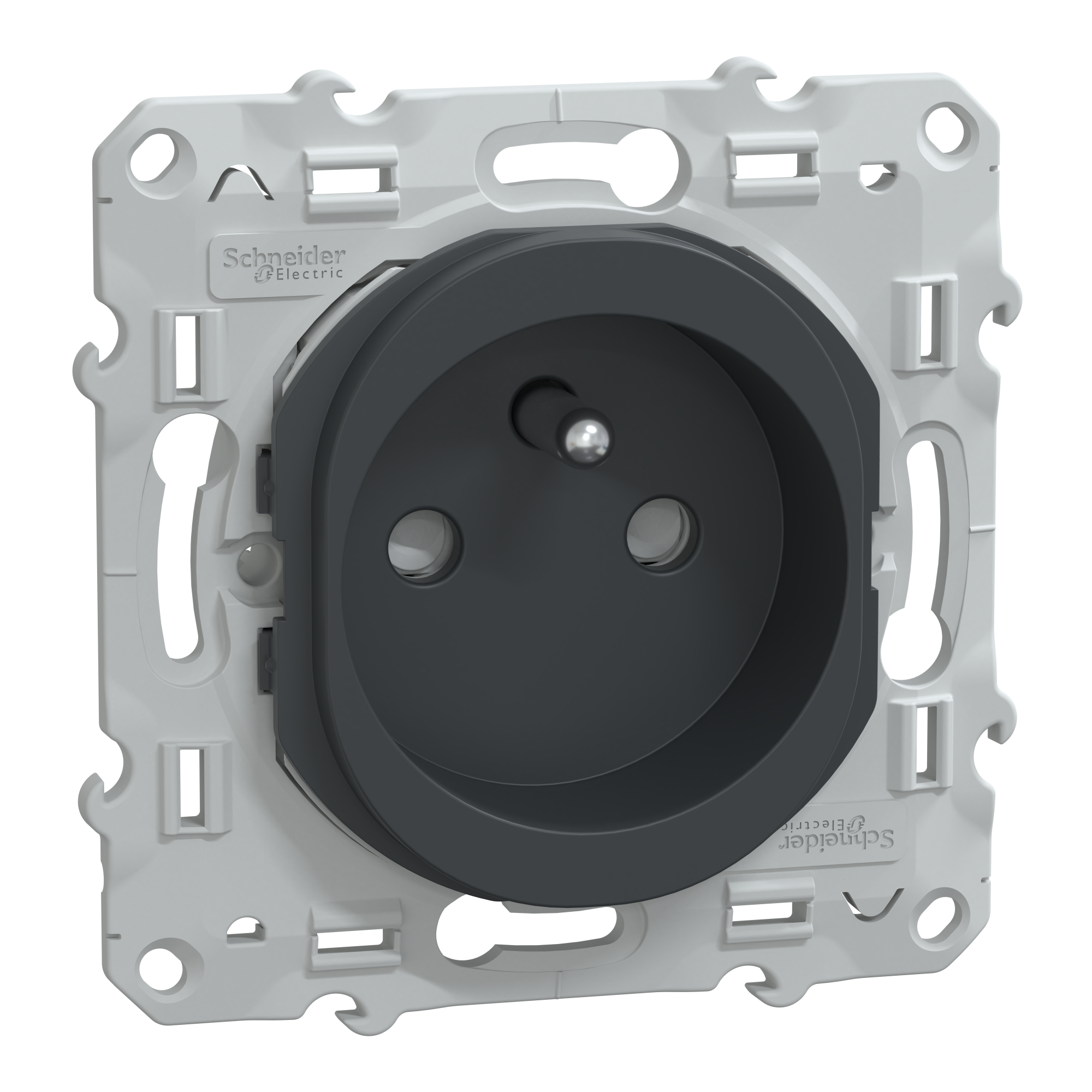 5 prises de courant avec terre affleurante Schneider Electric Ovalis anthracite main image 0