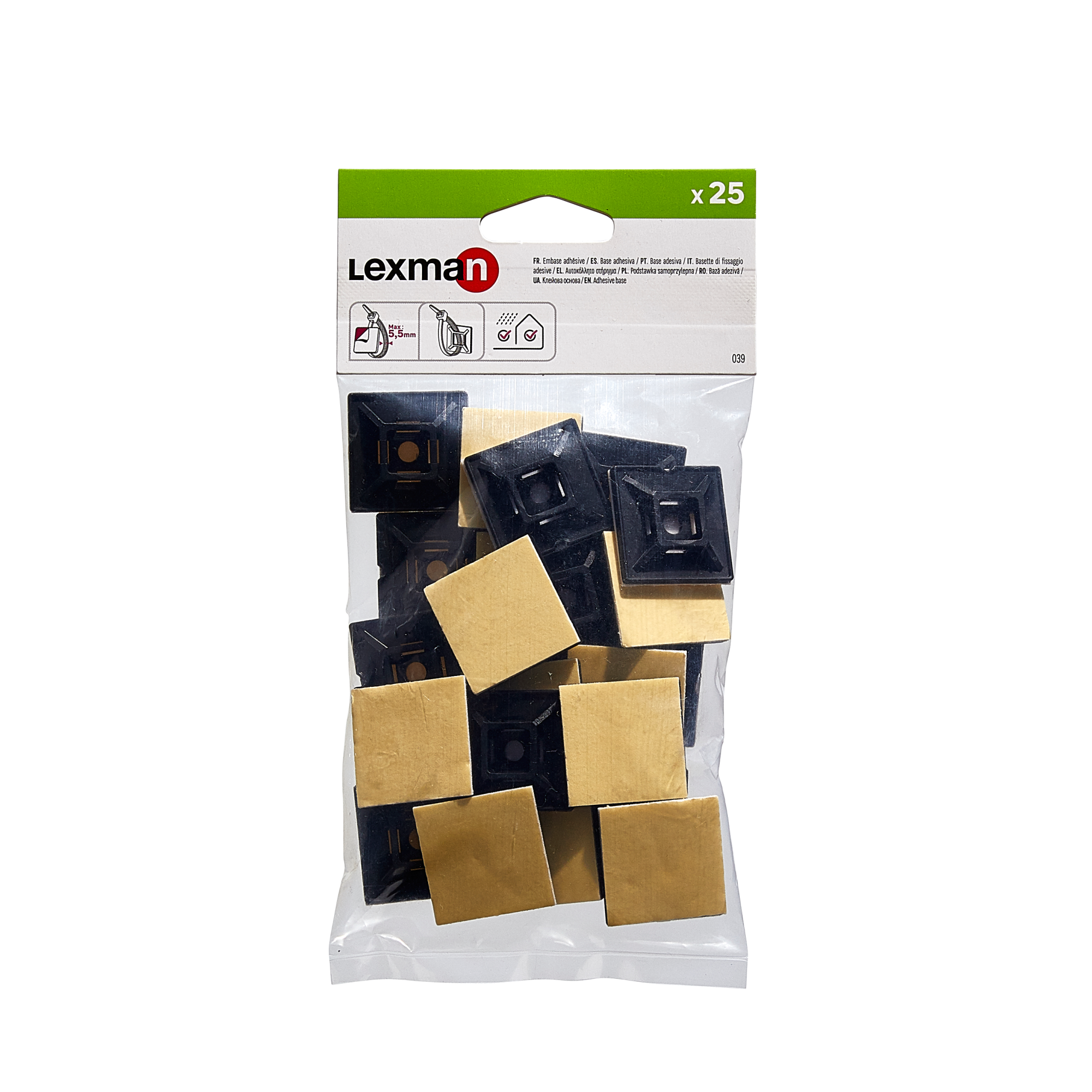 Lot de 25 embases adhésives noires 28X28MM Leroy Merlin