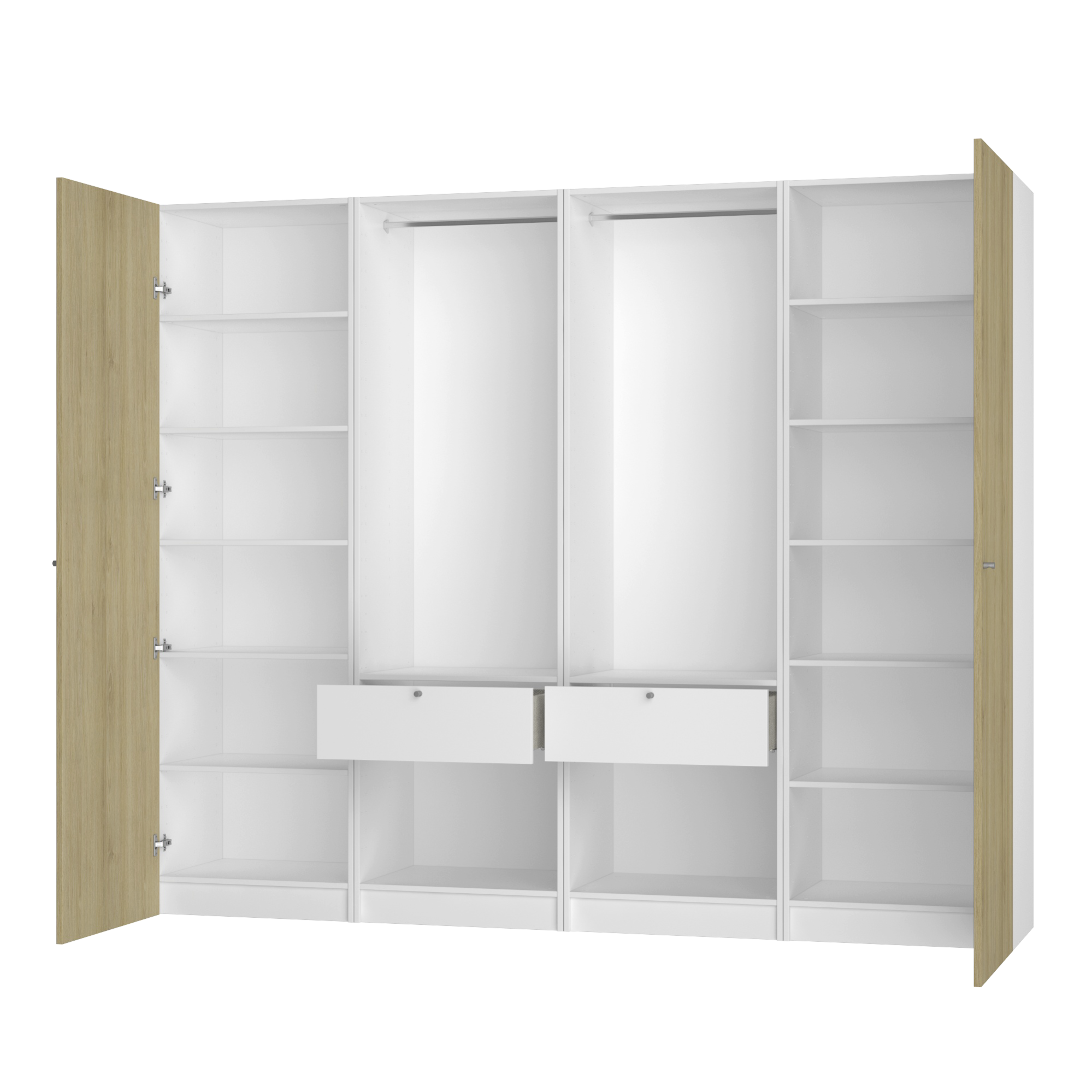 Armoire dressing blanc chêne semifermé H.200 x l.240 x P.45 cm Home