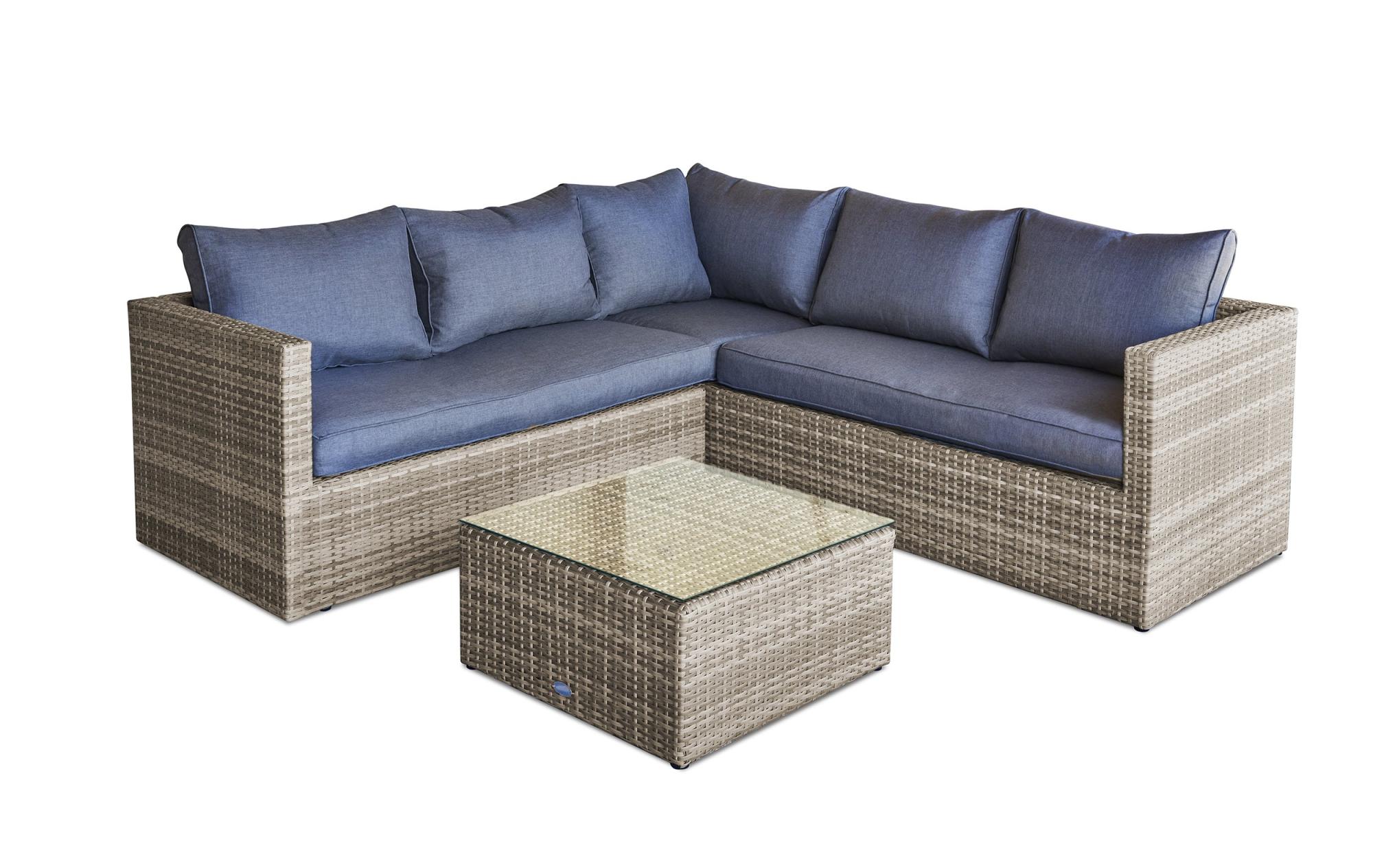 Salon de jardin d'angle BAVARO 5 places en résine tressée - Coloris