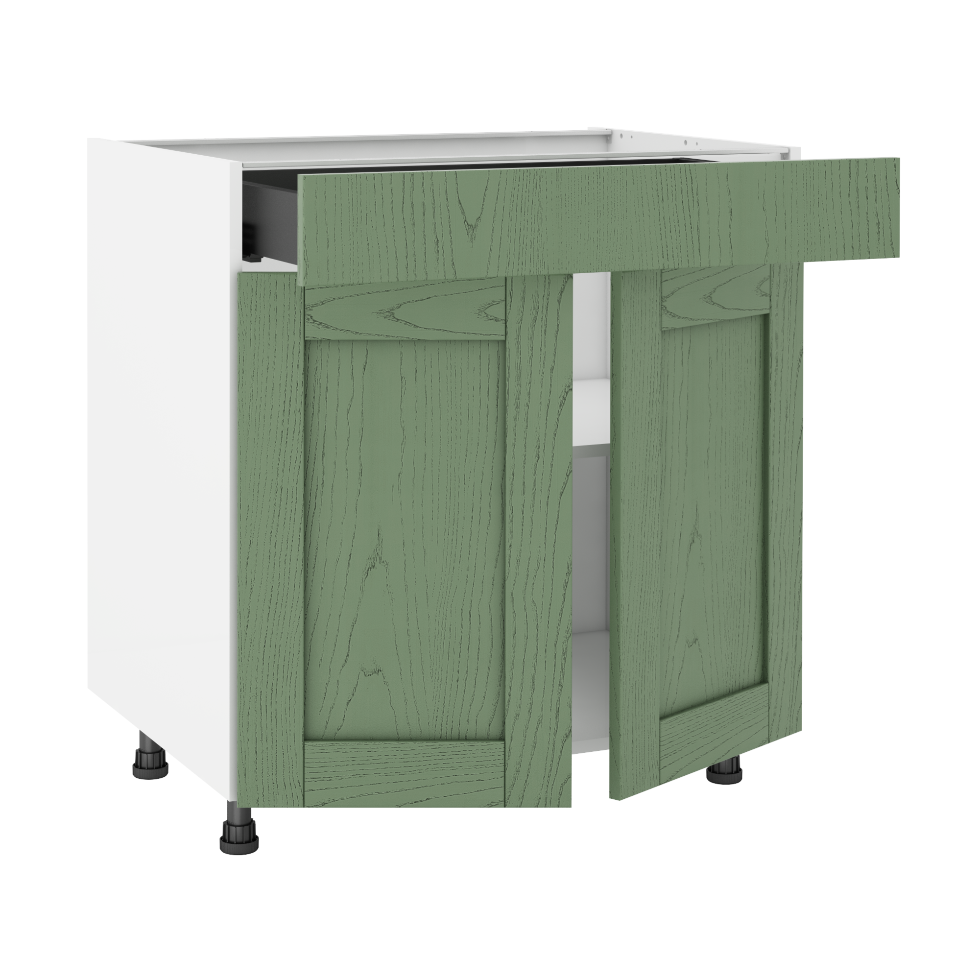 Meuble bas de cuisine Chicago vert mat, 2 portes et 1 tiroir H77xl80 Leroy Merlin