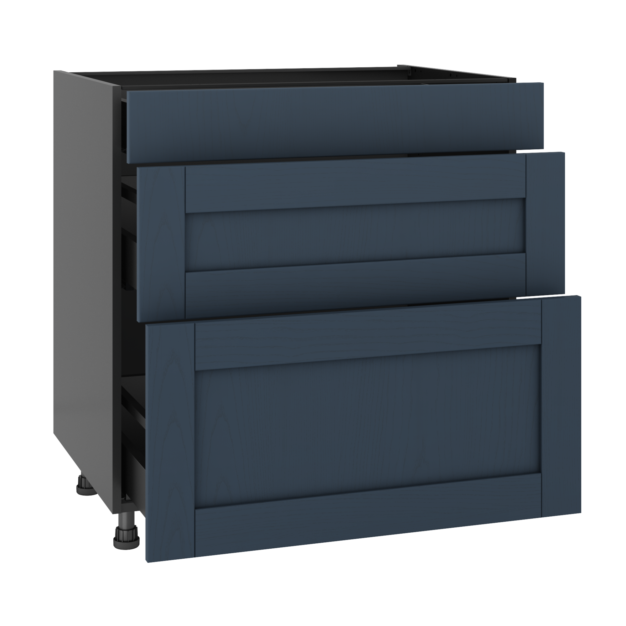 Meuble bas de cuisine Chicago bleu marine, 3 tiroirs H77xl80 Leroy Merlin