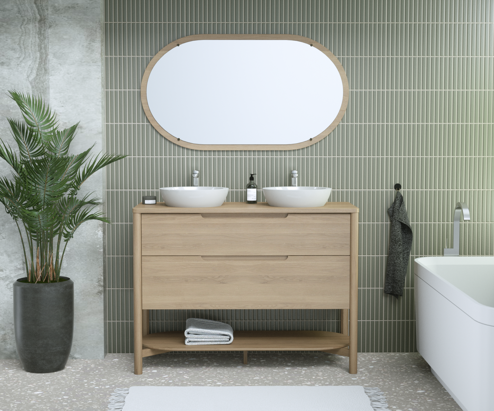 Meuble double vasque l.120 x H.87.5 x P.48 cm, Oslo | Leroy Merlin