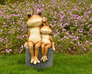 Figurine grenouille/crapaud assis céramique vert mousse 21 cm décoration  jardin 