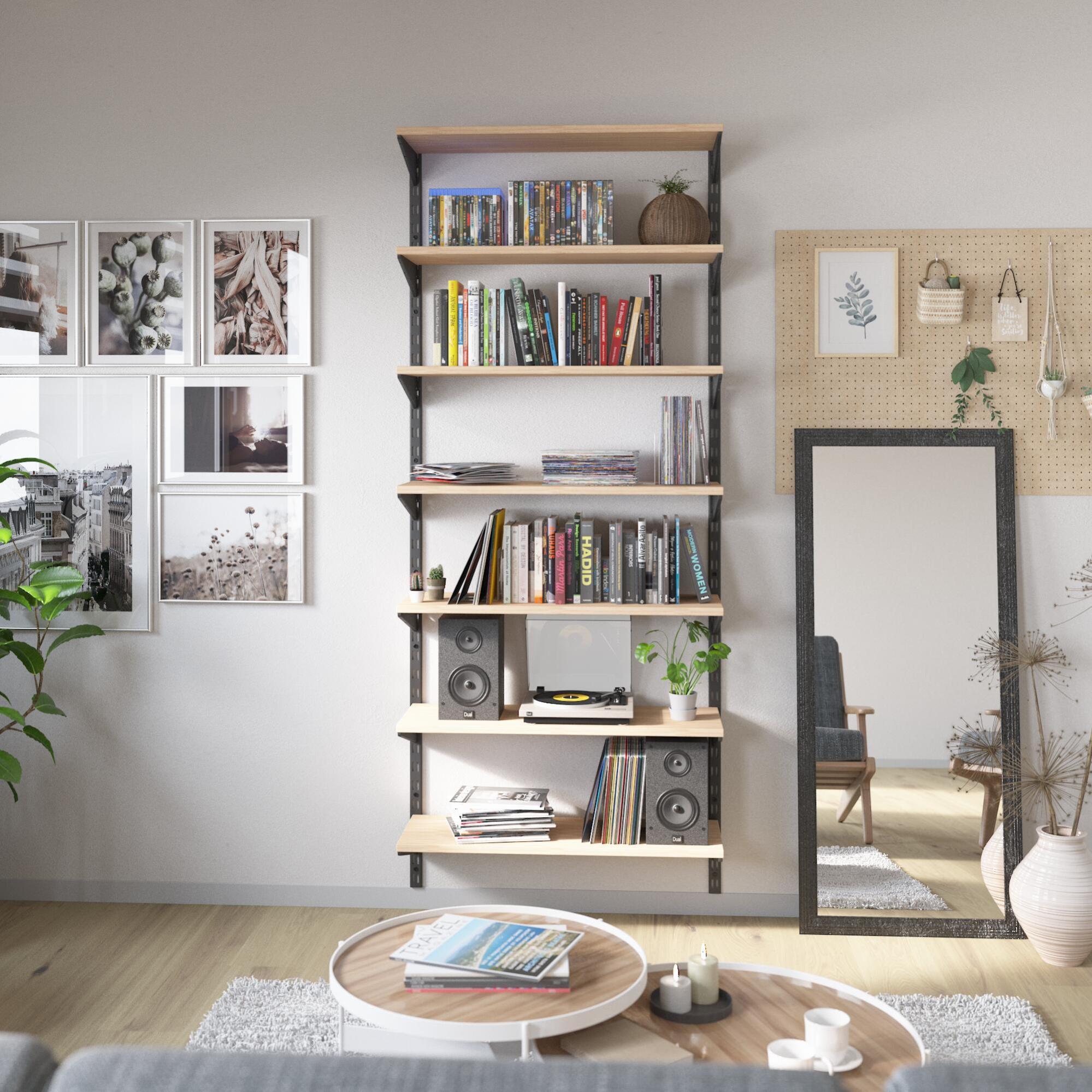 Accessoire Rangement Acier Revêtu Lot De 2 Consoles Murales Ib Style - Pour Crémaillère Pas De 50mm - Support étagère Jusqu'à 60kg Coffret Cliquet