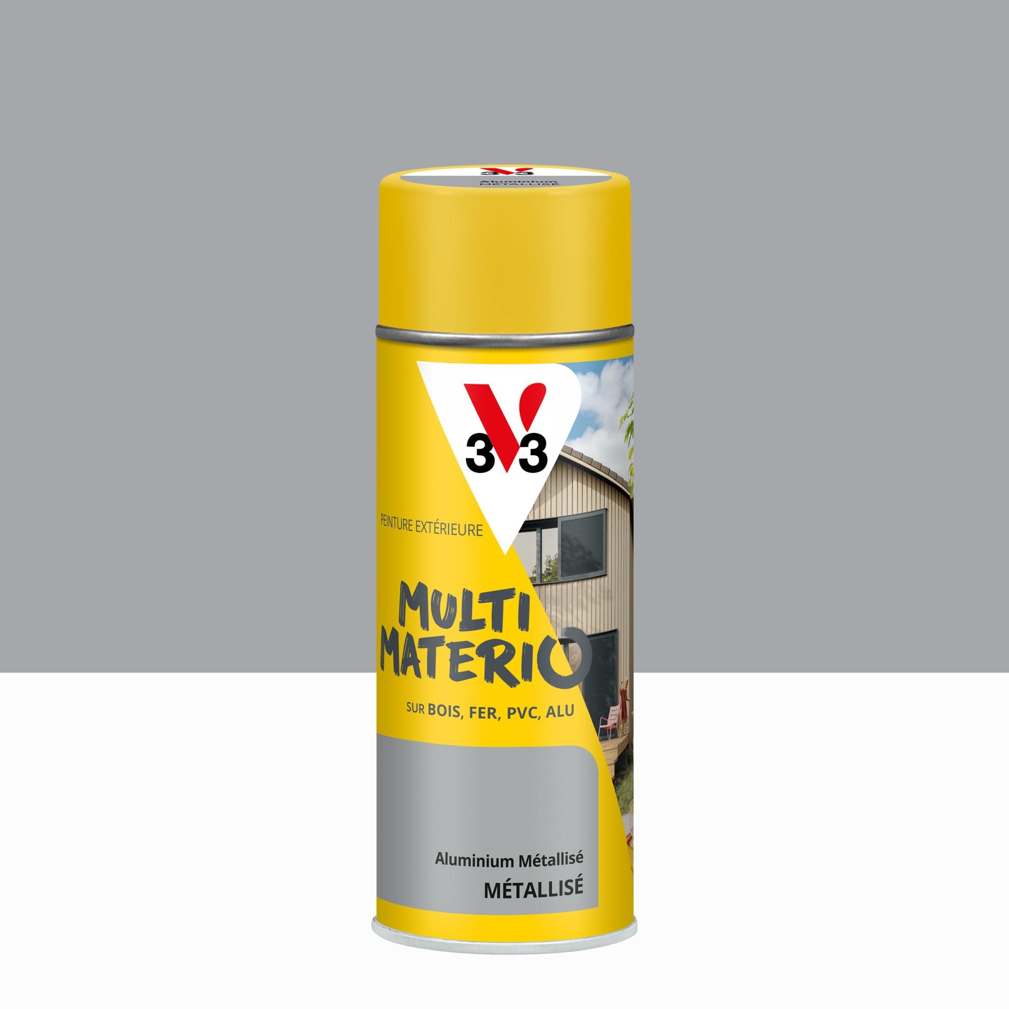 Bombe de peinture Multimatério V33 aluminium métallisé 400 ml Leroy Merlin