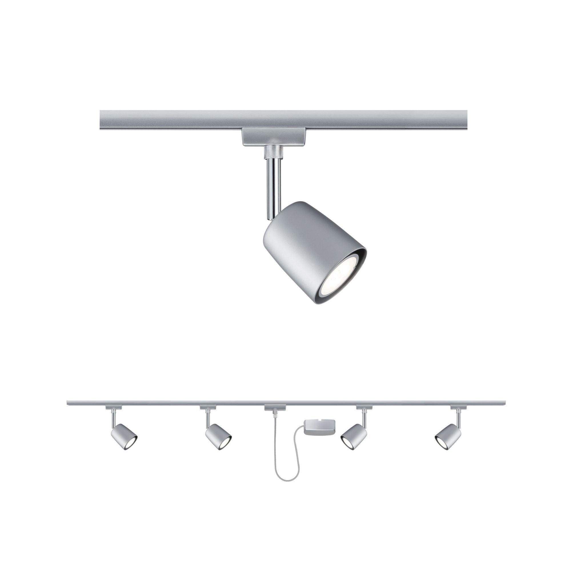 Sur Rails Kit de 4 spots sur rail 2x1m URail Cover GU10 chrome mat PAULMANN ...