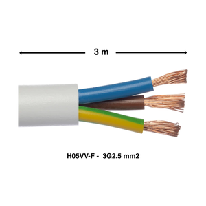 Cable souple H05VVF 3x1.5mm² (bobine de 10m) blanc pour alimentation