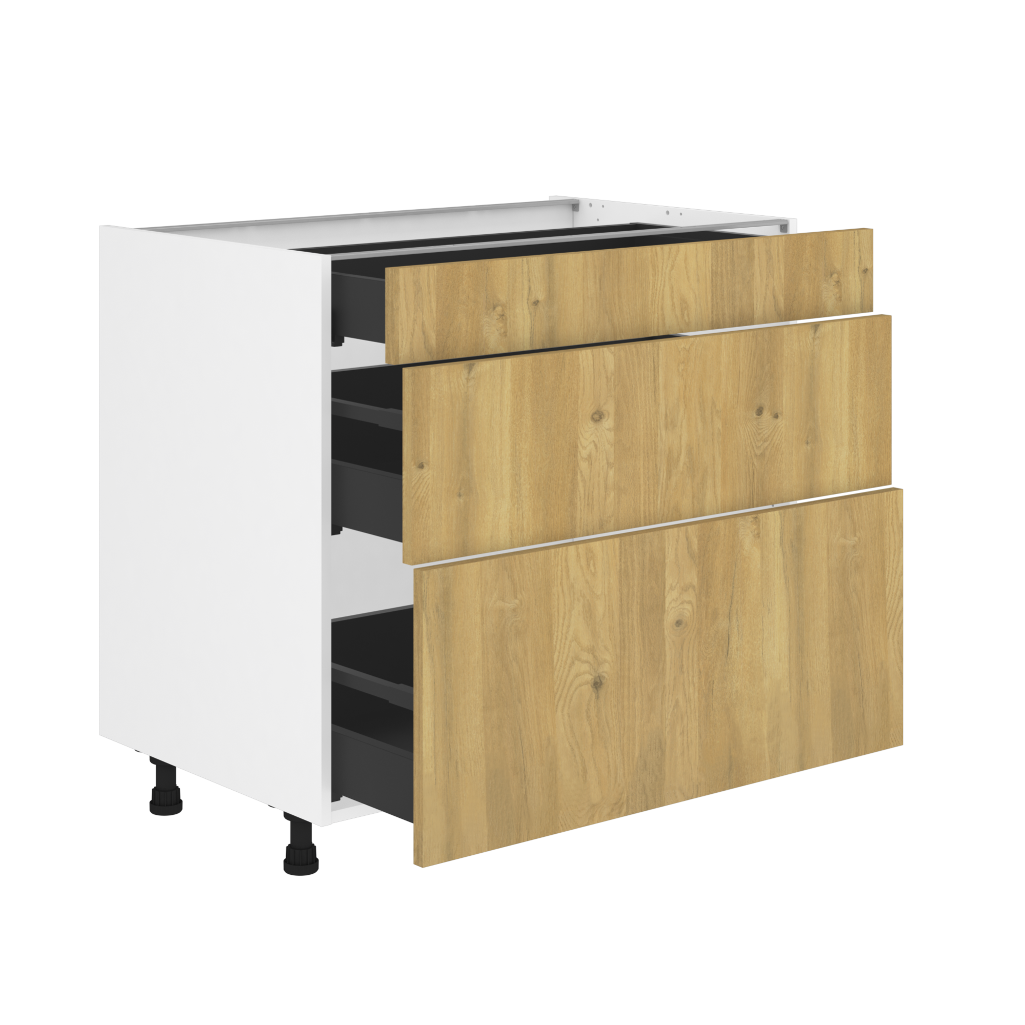 Rachat De Meuble à Domicile 77 Meuble bas de cuisine Lugano chêne, 3 tiroirs H77xl90 | Leroy Merlin