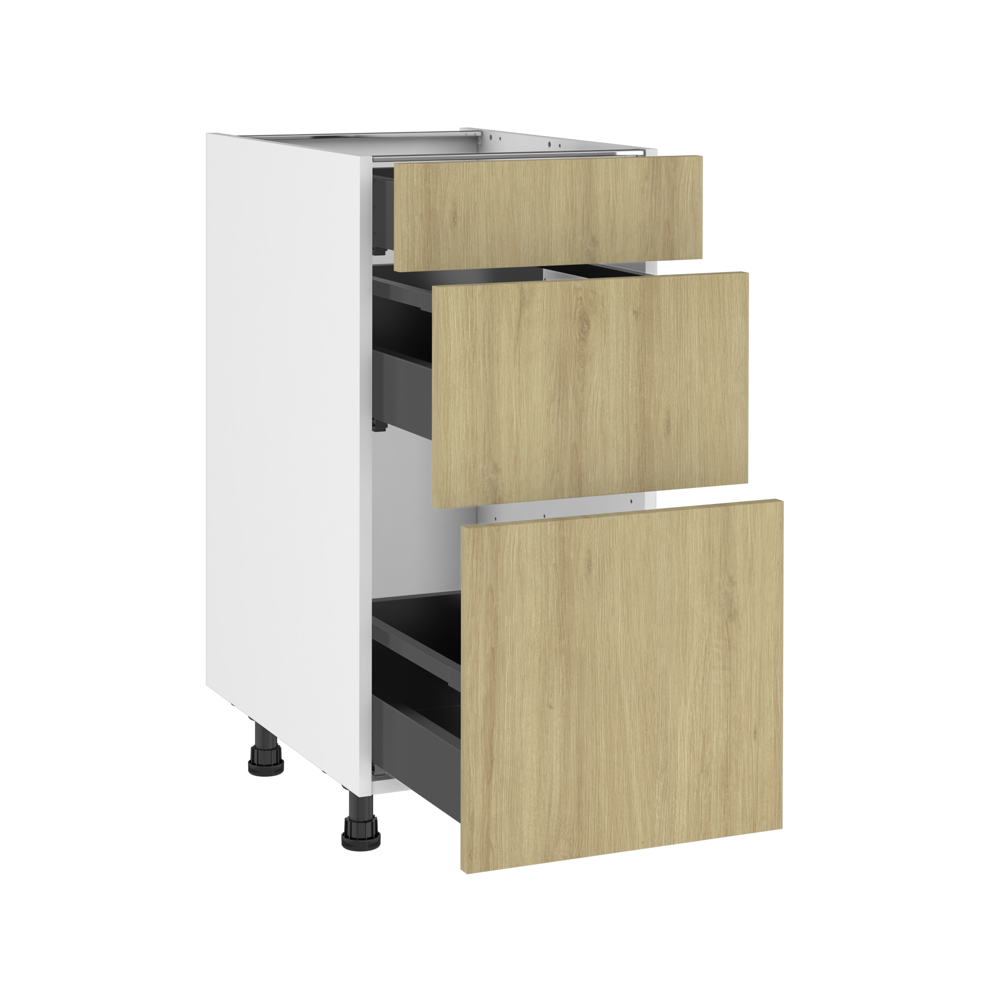 Meuble Bas De Cuisine Roma Beige, 3 Tiroirs H77xl40 | Leroy Merlin