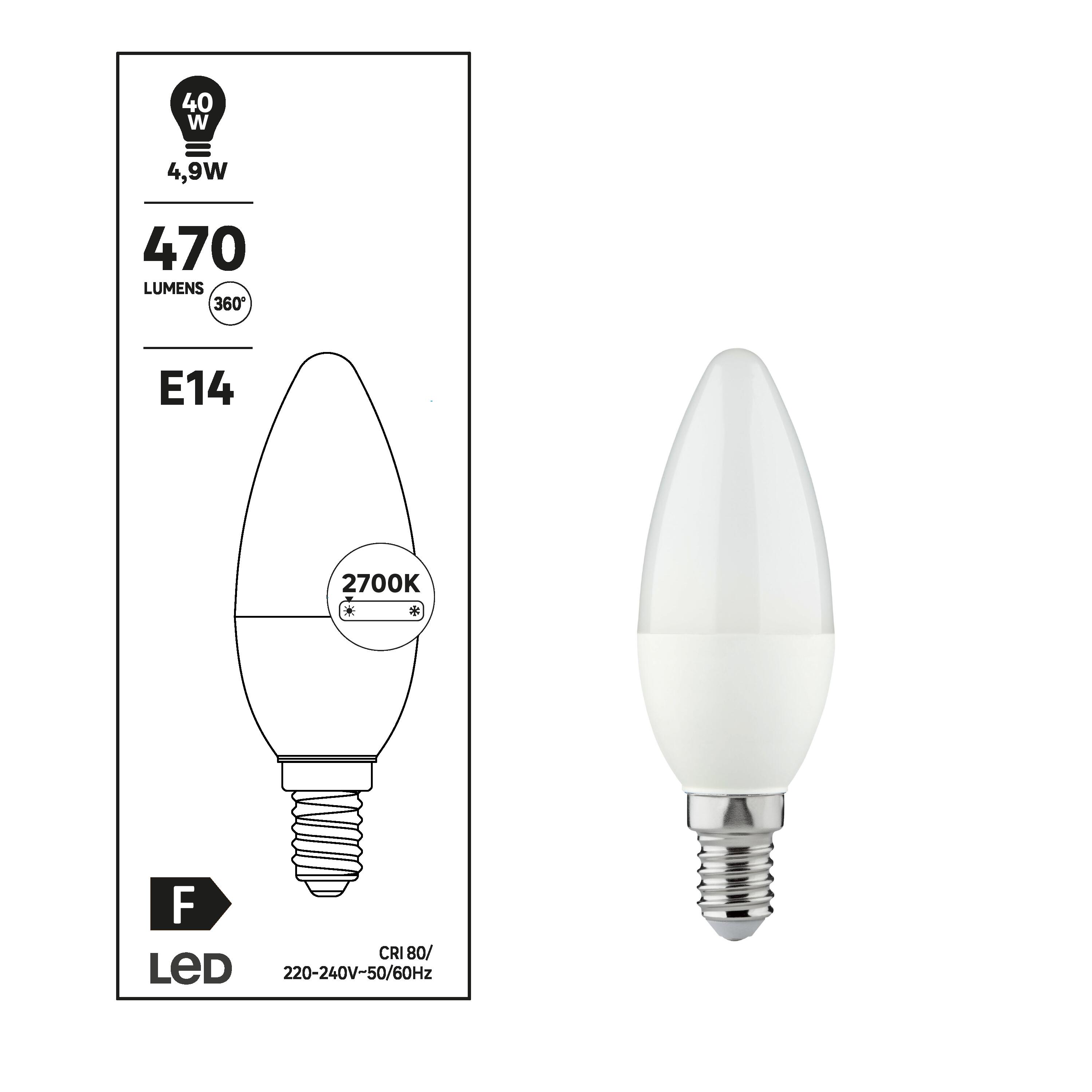 Ampoule led connectée flamme E14, 470Lm = 40W, variation de blancs