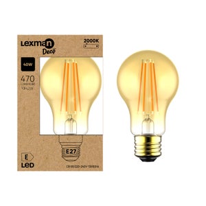 Ampoule led décorative, Edison, E14, 470lm = 40W, blanc très chaud, LEXMAN