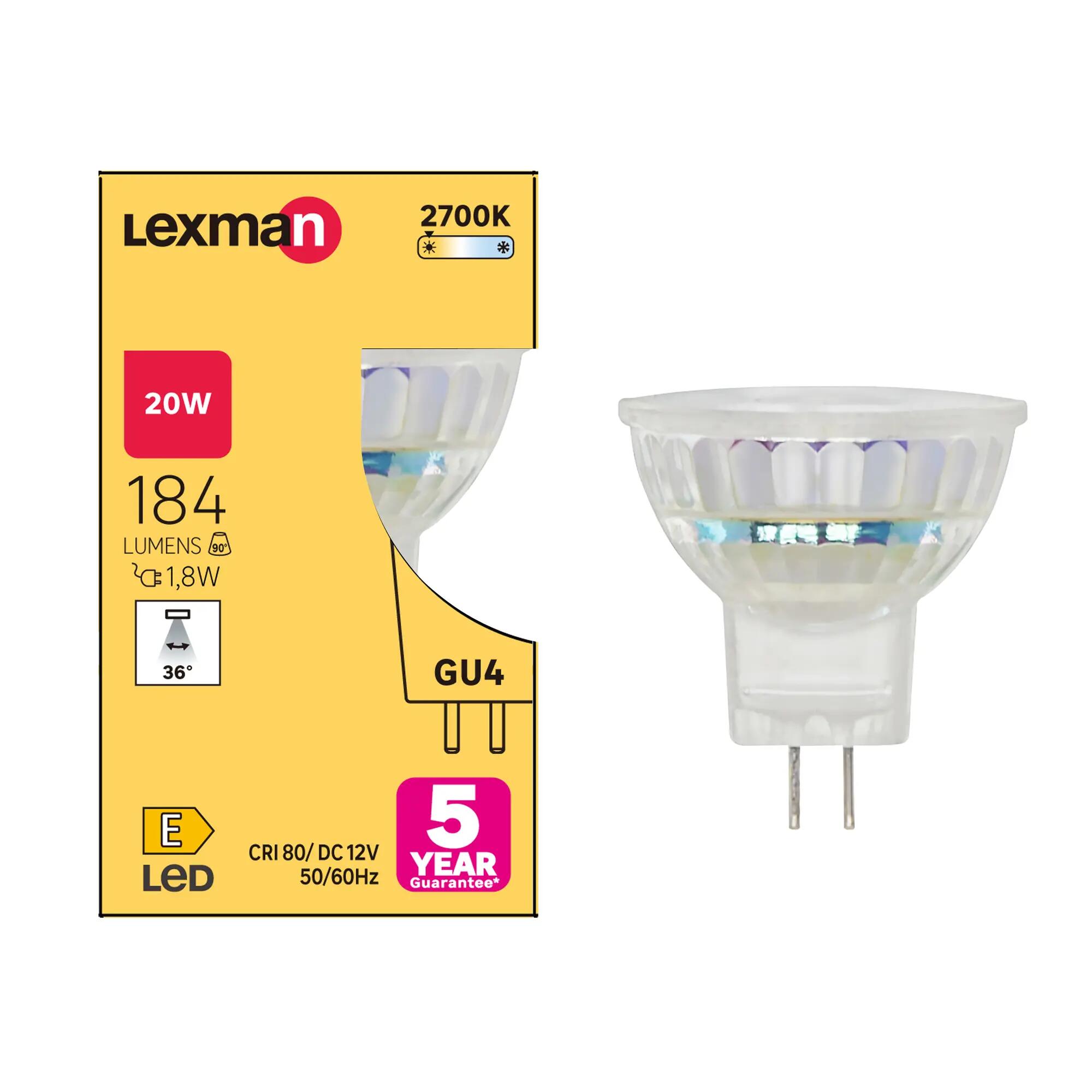 Ampoule led, réflecteur GU4, 184lm = 20W, blanc chaud, LEXMAN