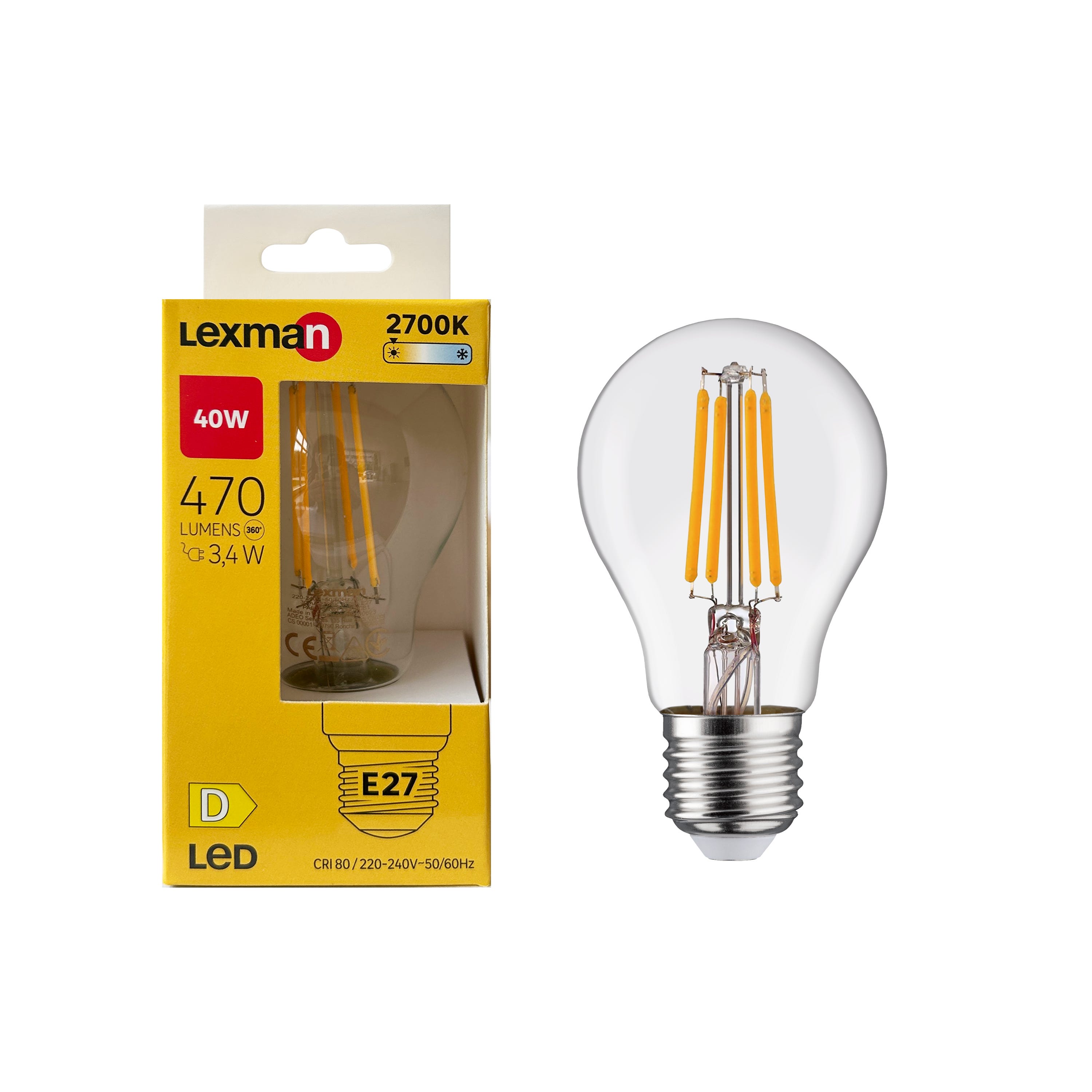 LnD I Ampoule led E27 470lm, 40W, Blanc chaud