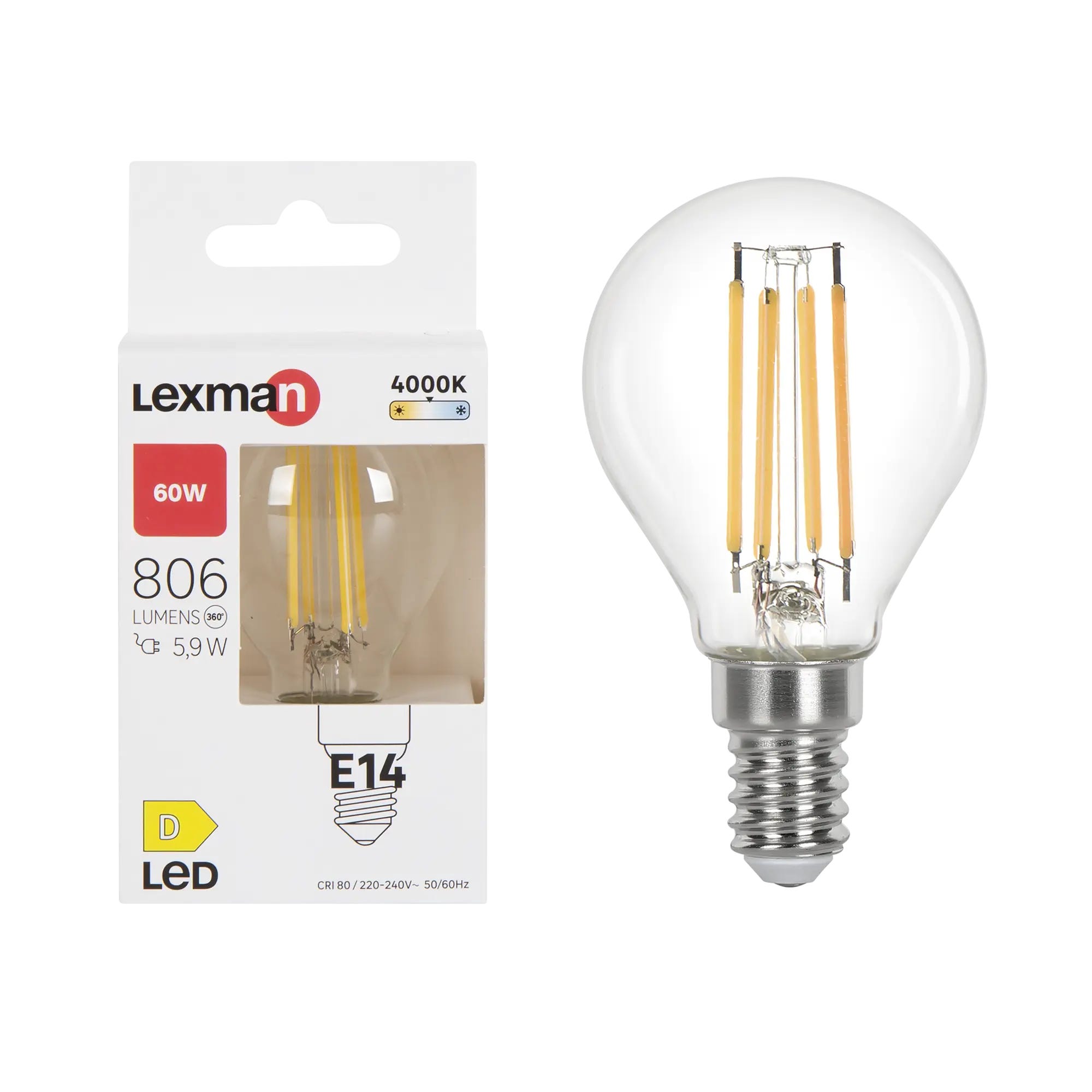 Ampoule Connectée E14 Sphérique 40W Blanc & Couleurs Lexman - Enki