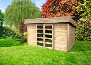 Abri de jardin en bois avec baies vitrées, Faro, 28 mm, 12 m², toit plat,  Solid, achat, pas cher