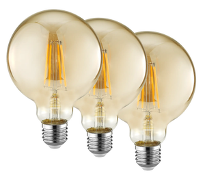 Ampoule déco filament LED dimmable E27 CALOTTE 250 lumens en verre doré  Ø9.5cm - Keria et Laurie Lumière