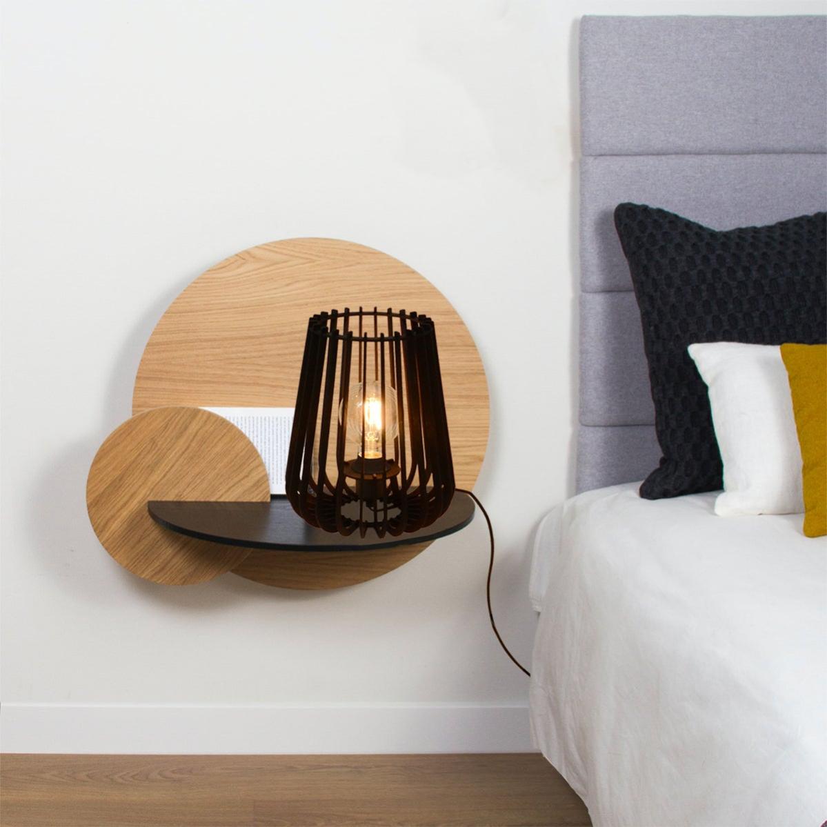 Lampe e27 bois noir, C-CREATION Elsa H.29 cm | Leroy Merlin