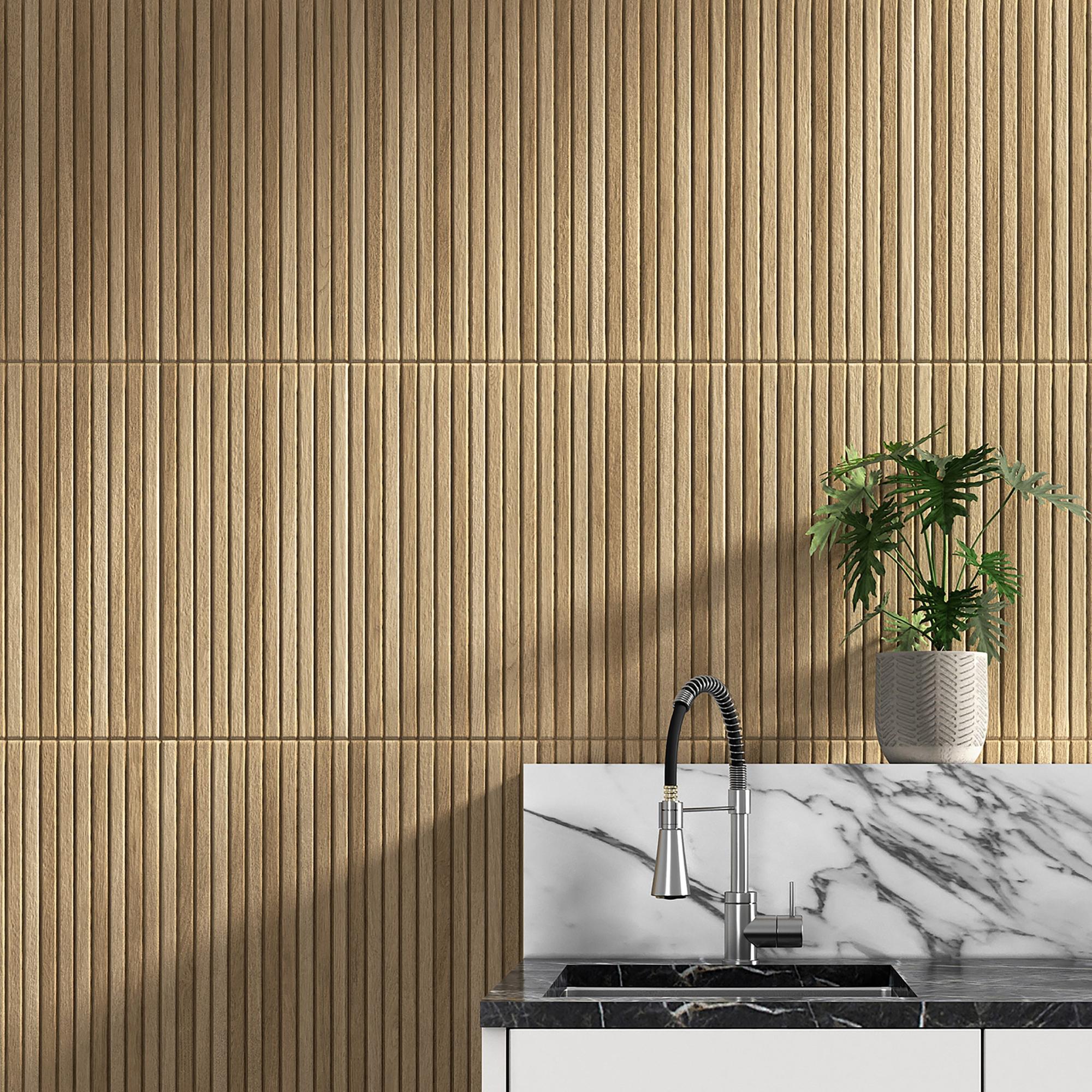 Carrelage mural effet bois naturel clair mat l.31 x L.61 cm Octobre Leroy Merlin